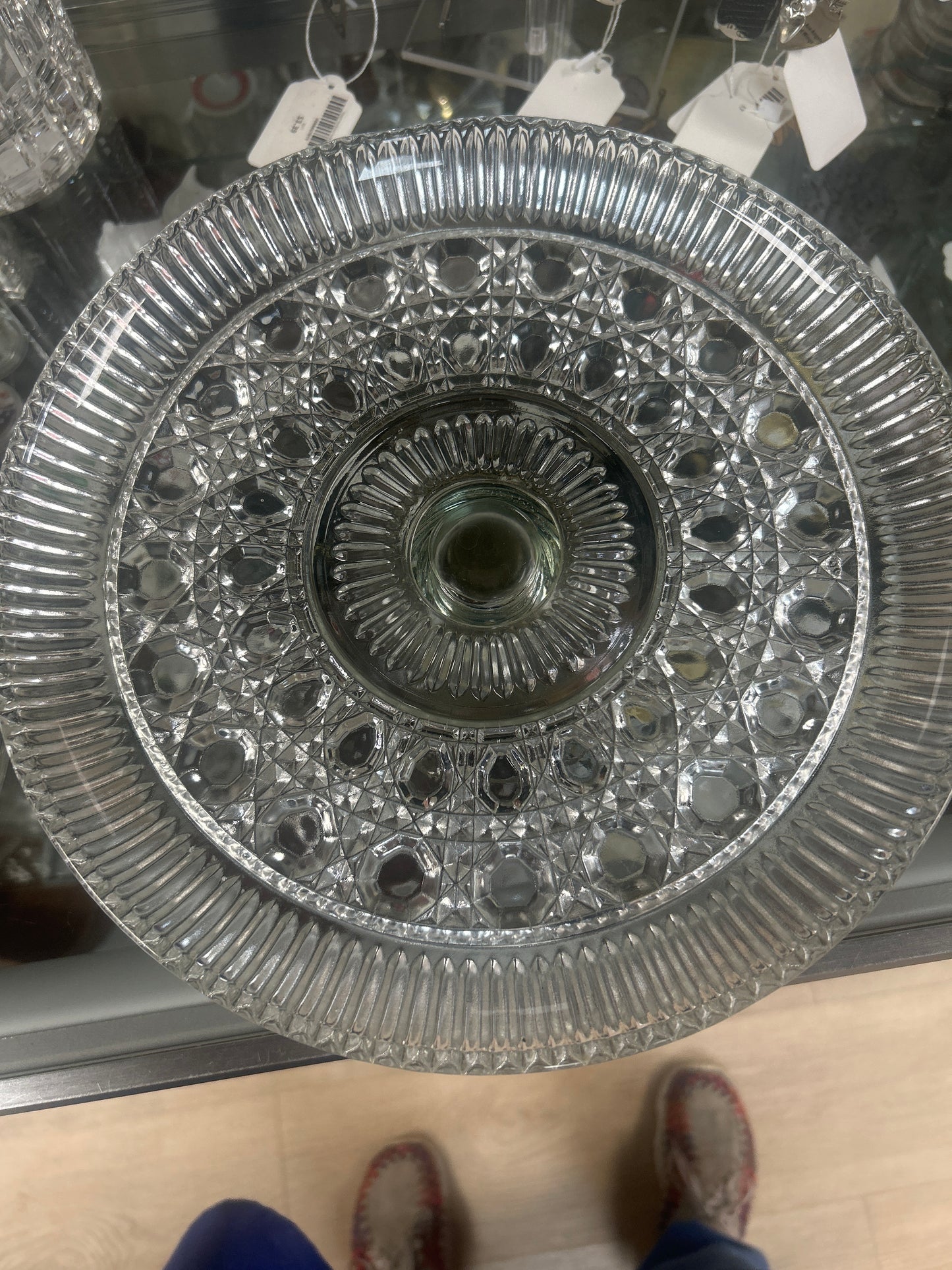 Vintage Federal Glass "Windsor Clear" cake plate with a glass dome