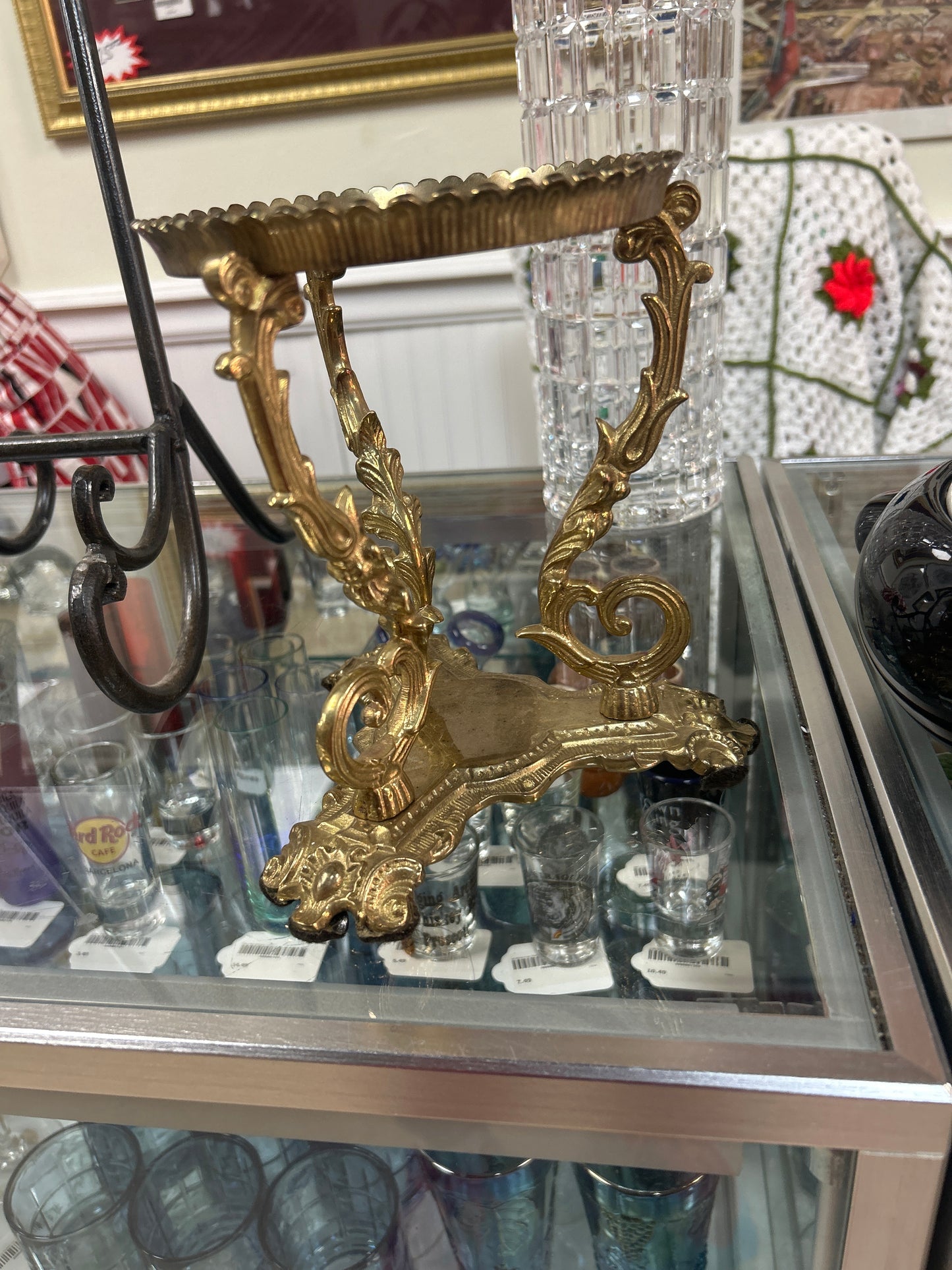 Vintage or Antique Solid Brass 3 Footed Vase/Dish/Bowl Holder