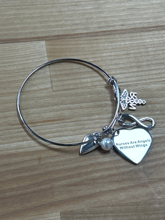 5 Charm Nurses are angels without wings bracelet