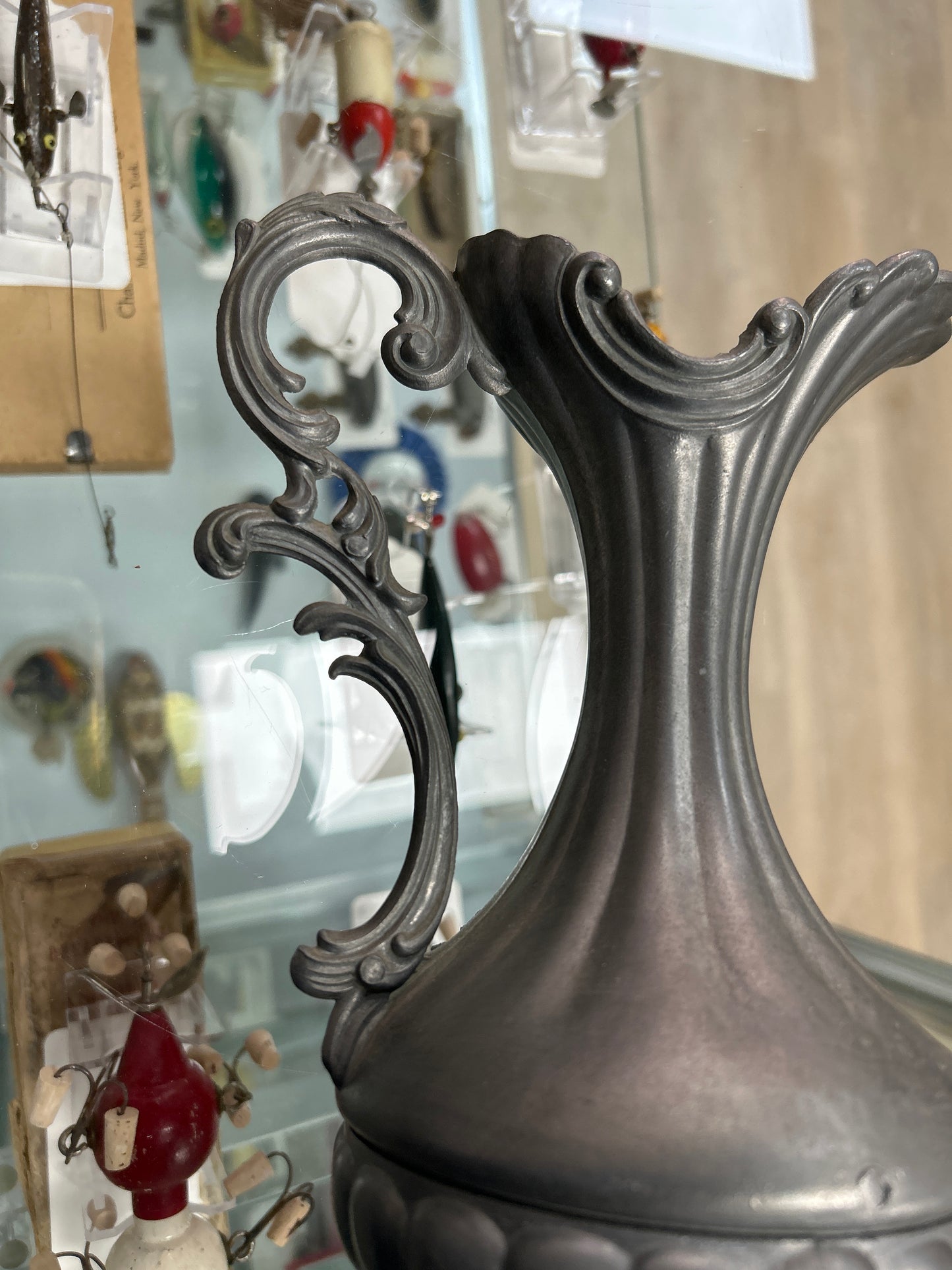 Vintage 2pc Pewter Flower Vase