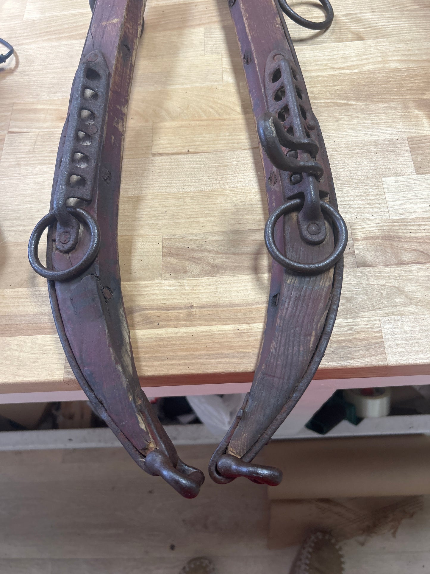 Antique horse hames Brass, Iron and Wood (unpolished brass) #2