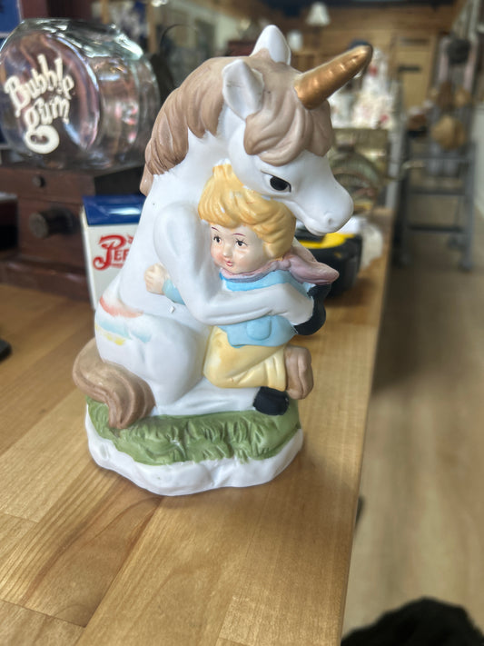 Vintage unicorn figurines with child hand painted