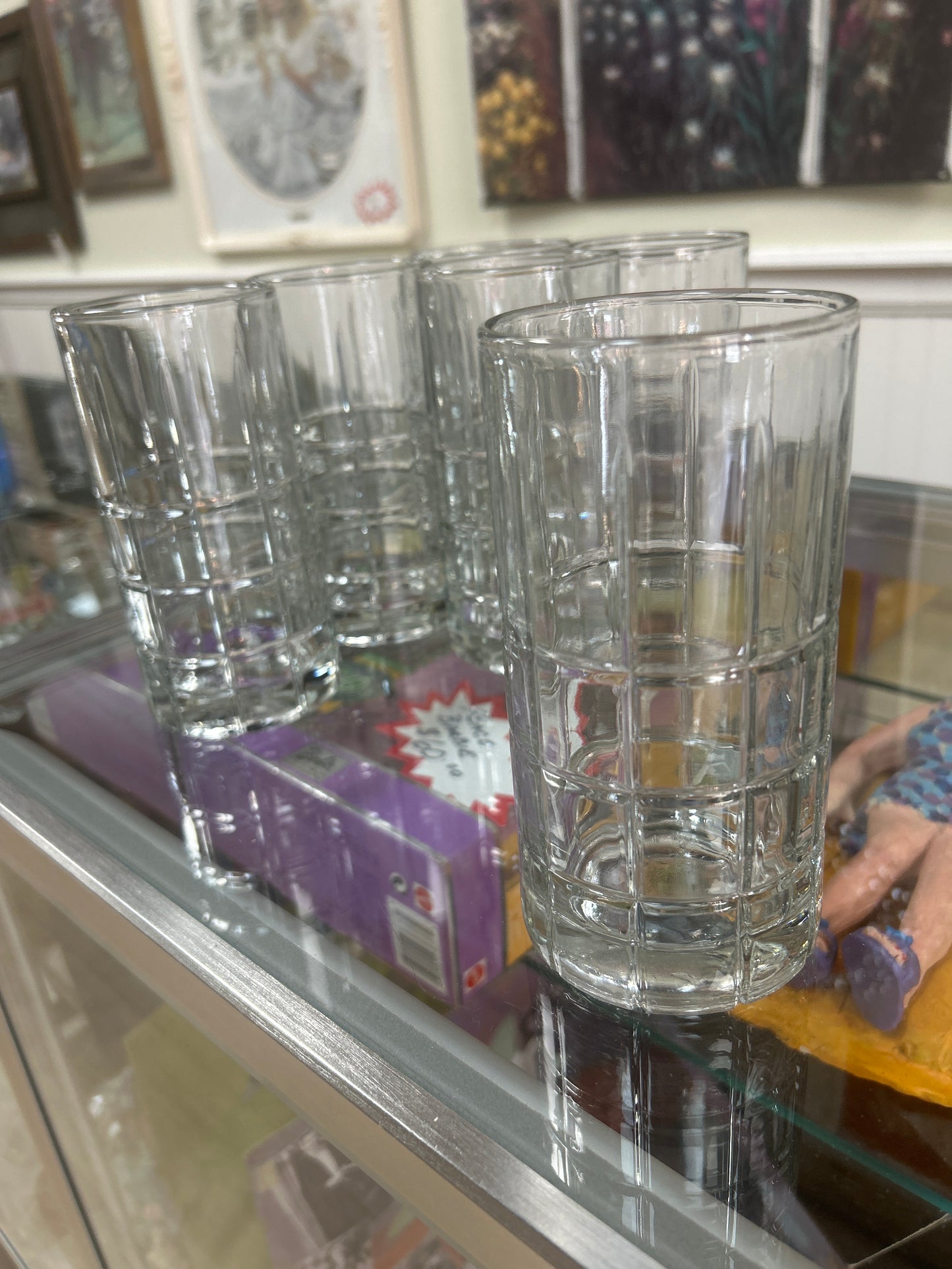 Vintage Anchor Hocking Tartan 16oz Tea Glasses (set of 6)