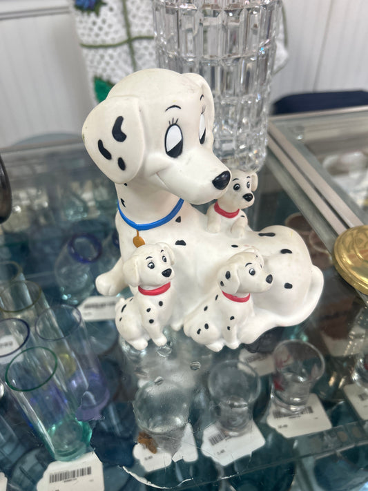 Vintage Walt Disney 101 Dalmations Plastic Vinyl Bank Dogs Rubber Stopper
