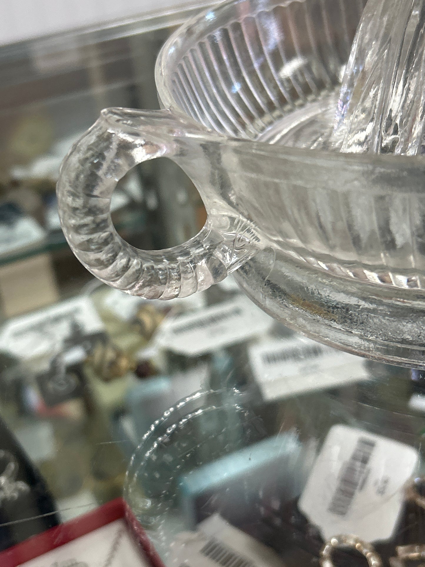 Vintage ~ Citrus Juicer ~ 6" Dia. Clear Glass ~ Reamer ~ Juicer ~ Handle & Spout