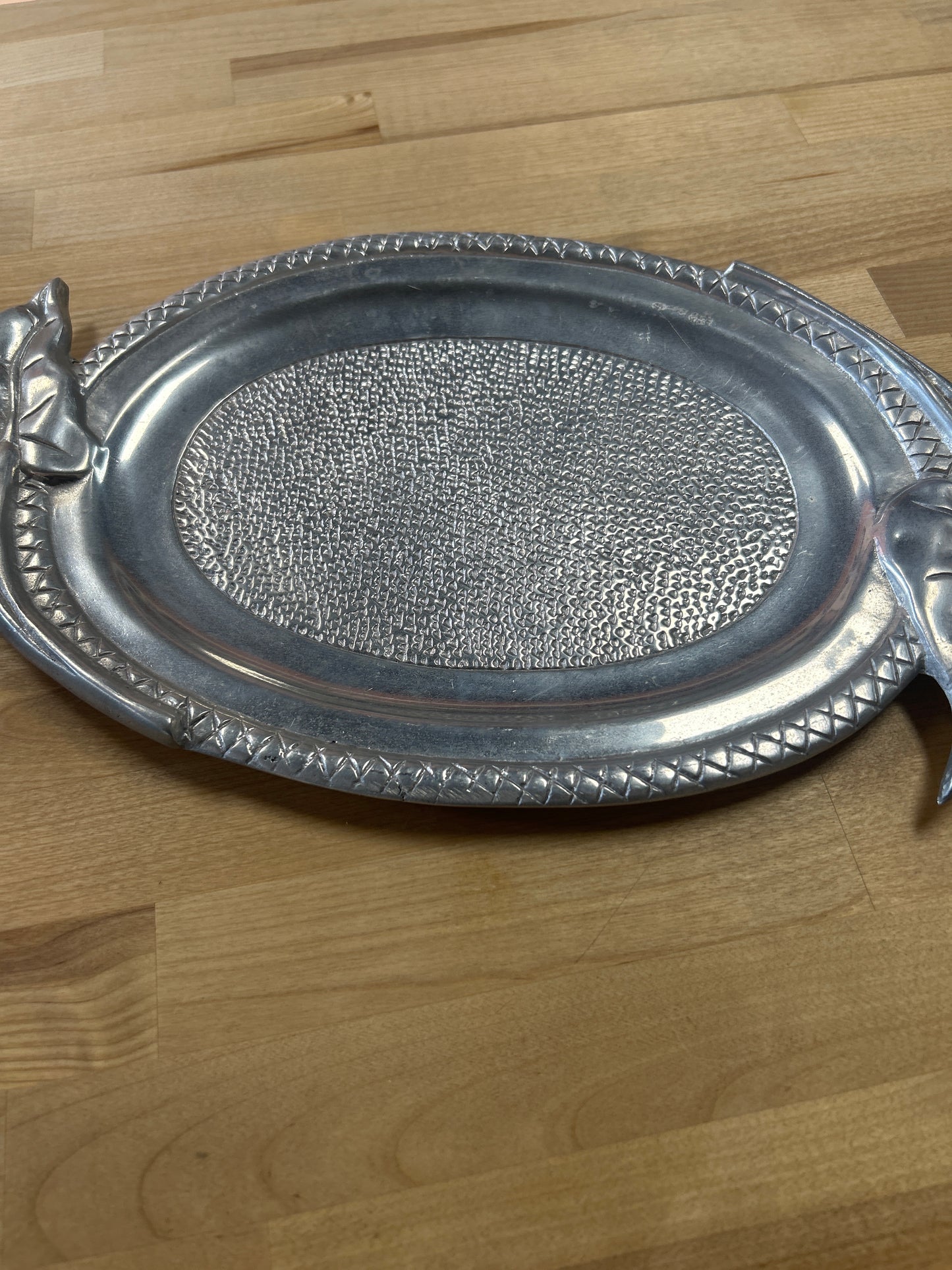 Vintage Aluminum Flower Platter/ Tray (17” flower tip to flower tip)