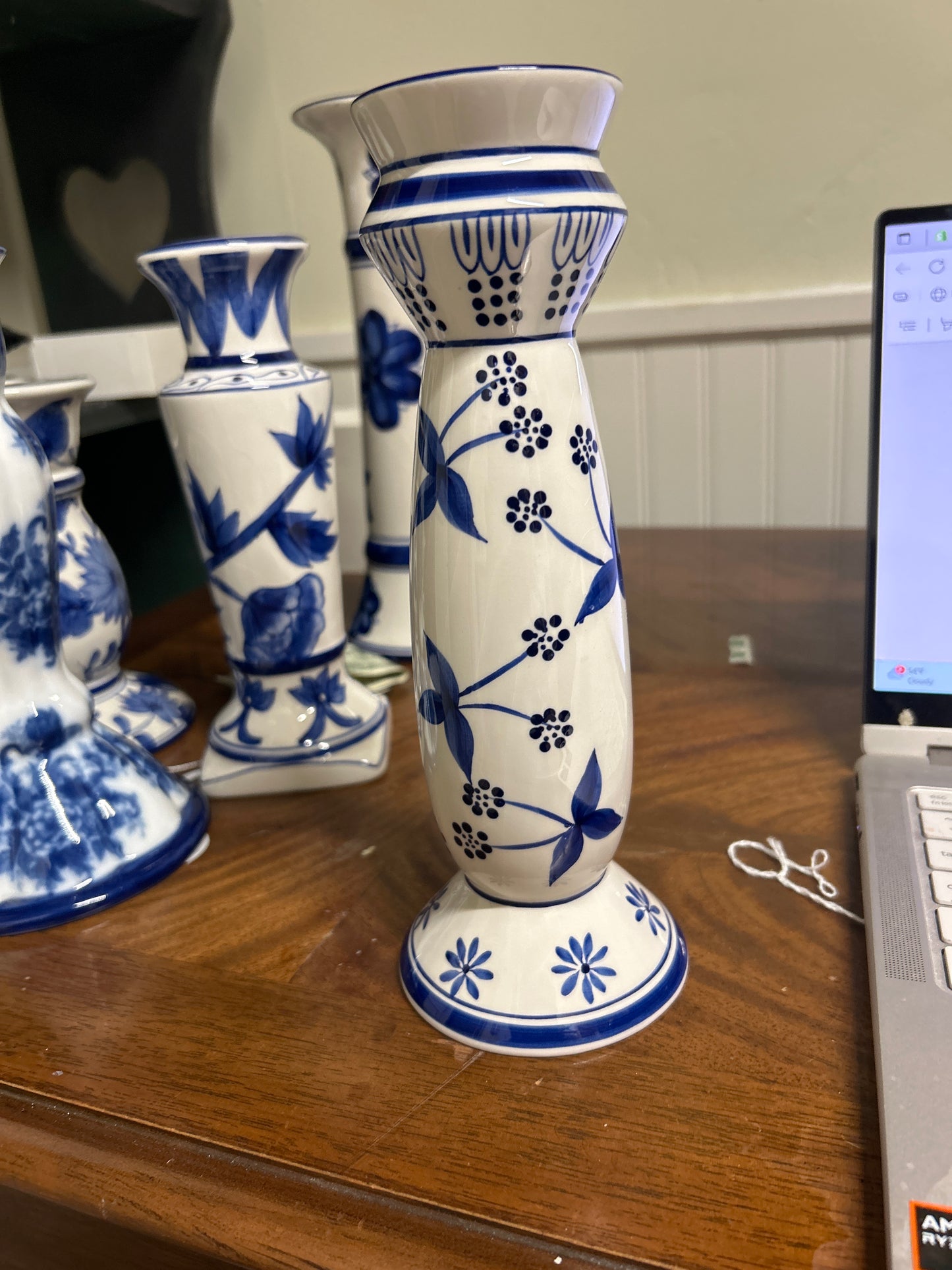 Blue and White Ceramic  Holder 9”