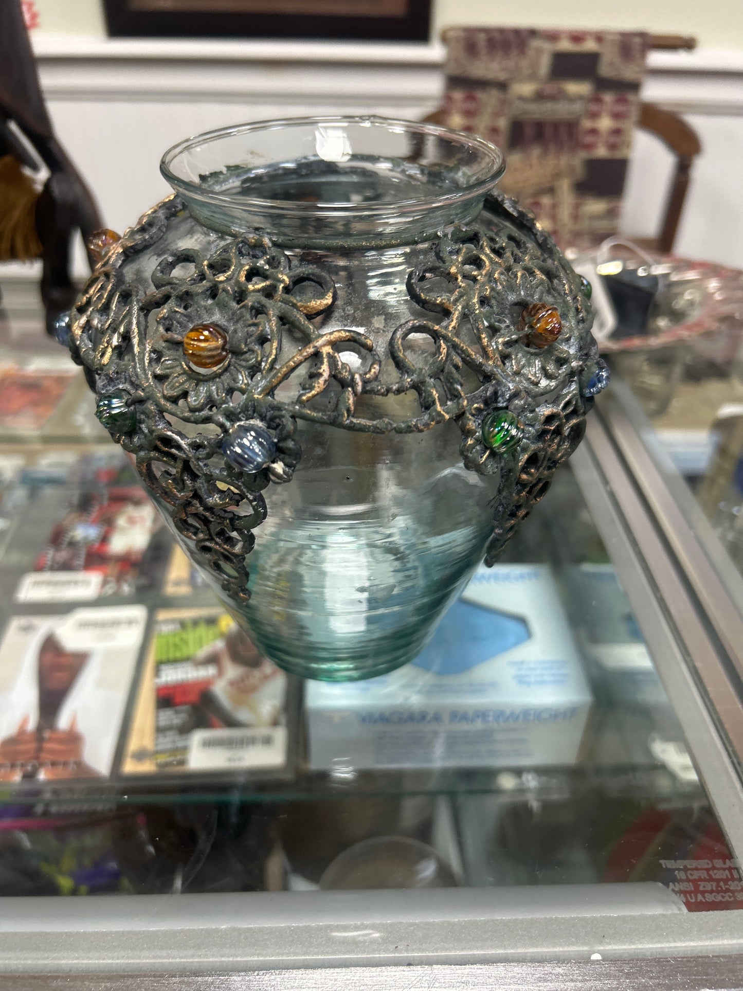 Filigree Jar Unique Rare Glass Art Jar