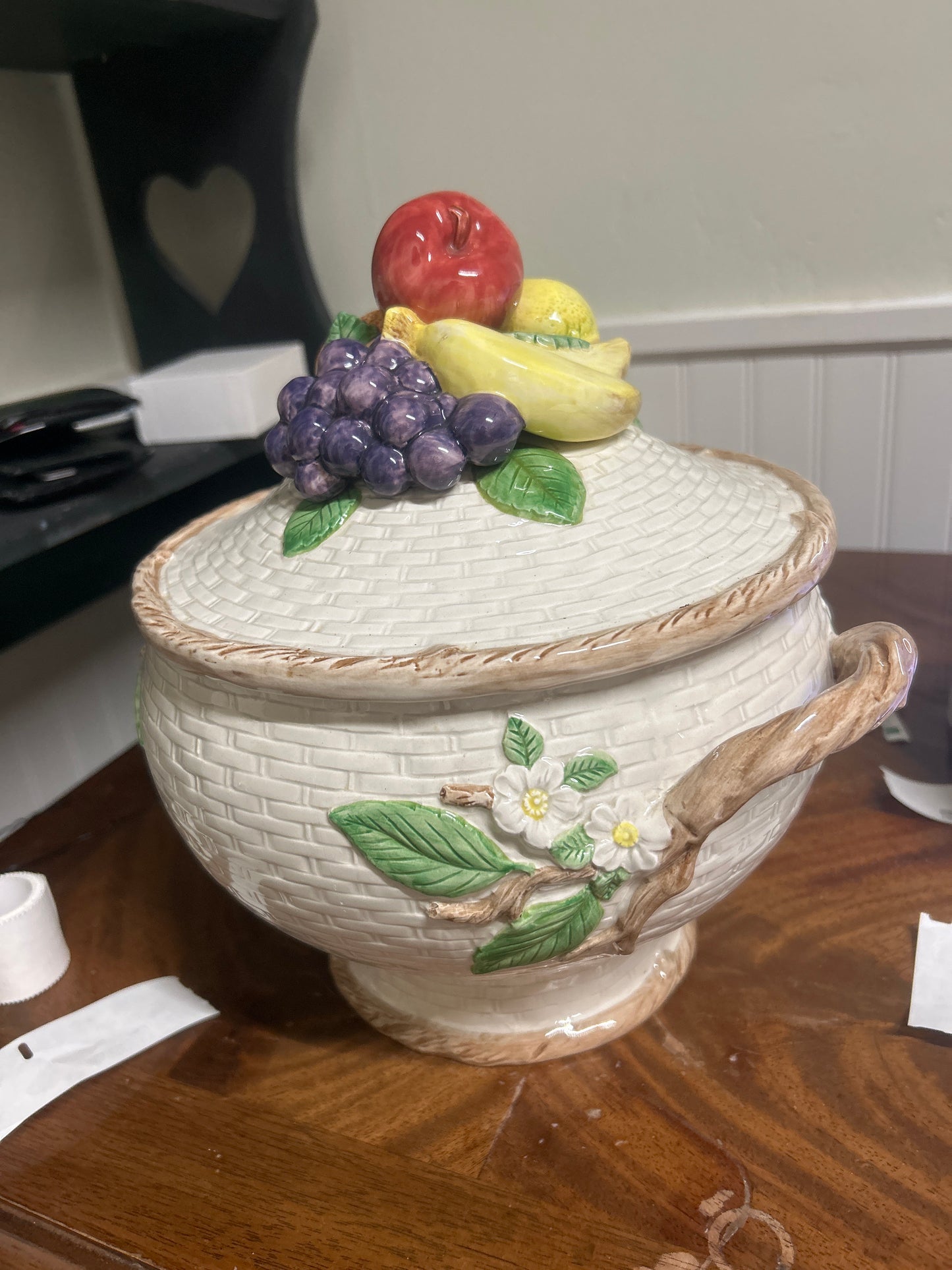 FITZ & FLOYD FRUIT FAIR ROUND COVERED LARGE VEGETABLE BOWL 1990 *RARE*