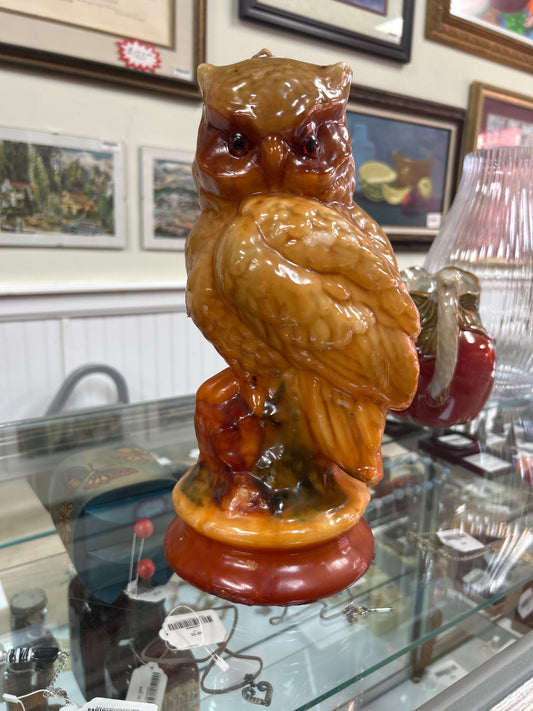 Vintage Owl Candle Molded Wax Figure 1970s Home Decor 70s Never Lit 12” Orange has some faking due to age)