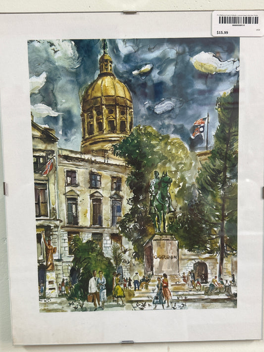 A) Vintage 1st National Bank Commission Ben Shute Atlanta City (removed from portfolio and framed in glass) 11x14