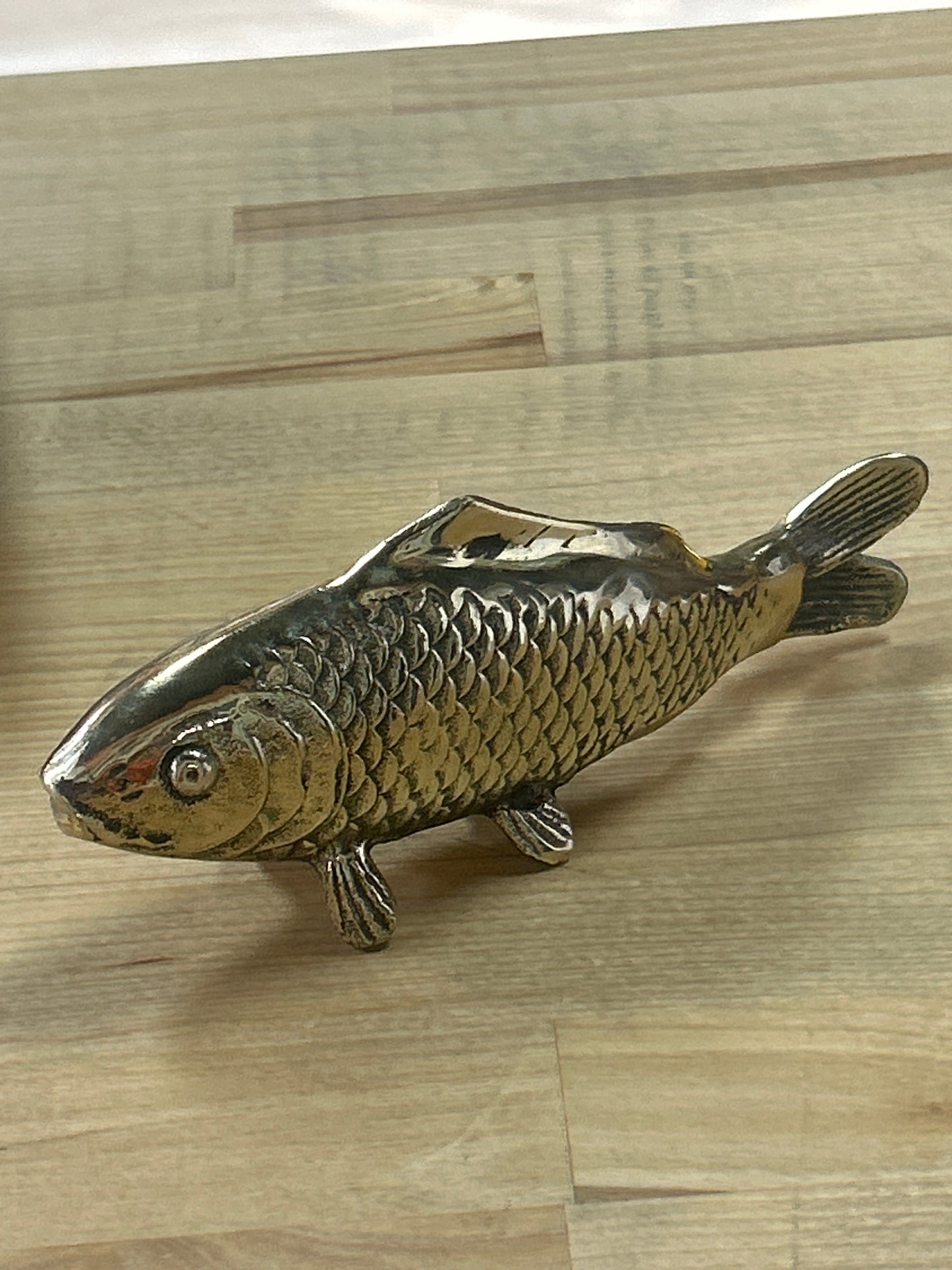 Vintage Solid Brass Koi Fish Figurine - Andrea by Sadako 6 1/2”