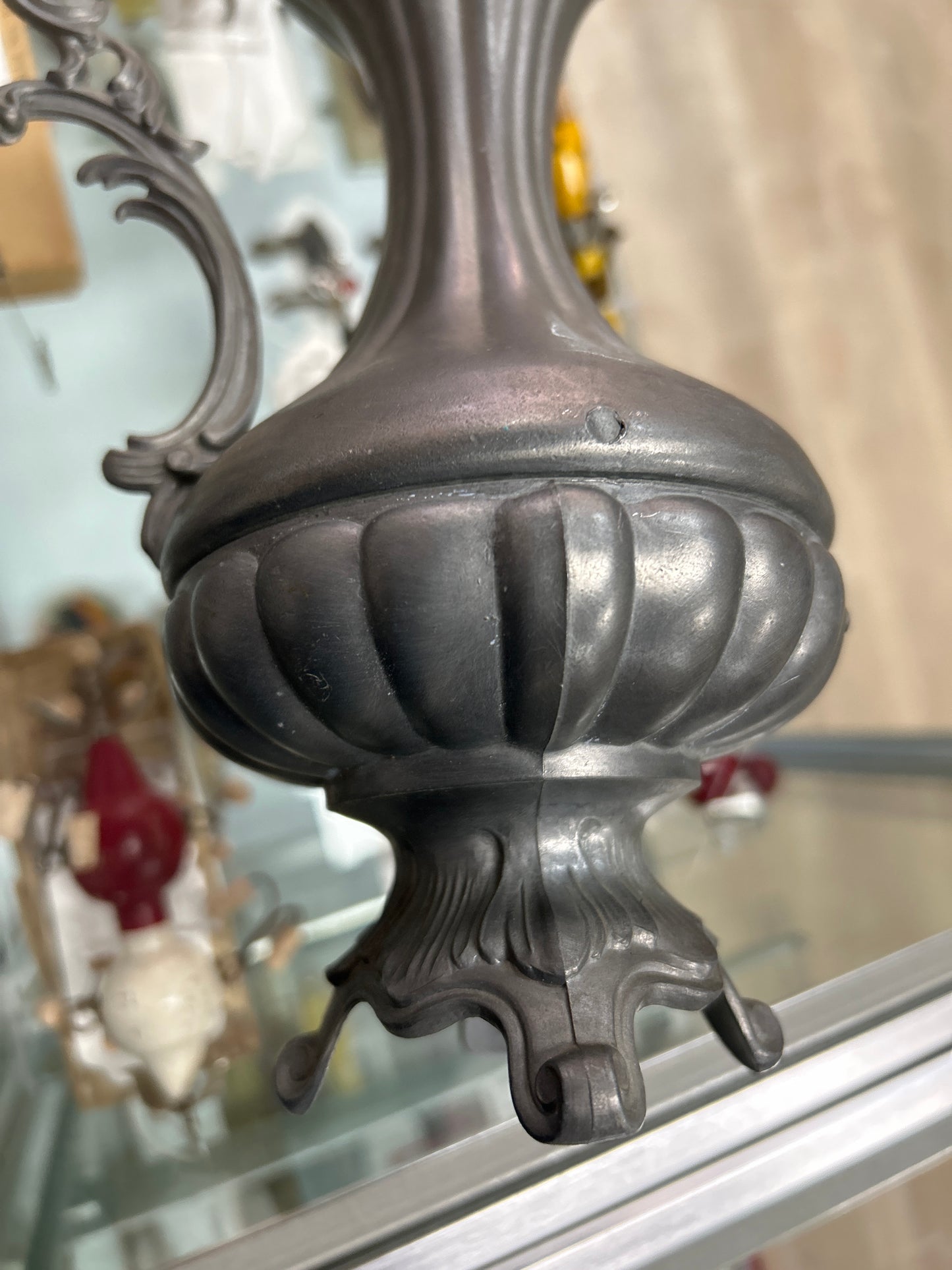 Vintage 2pc Pewter Flower Vase