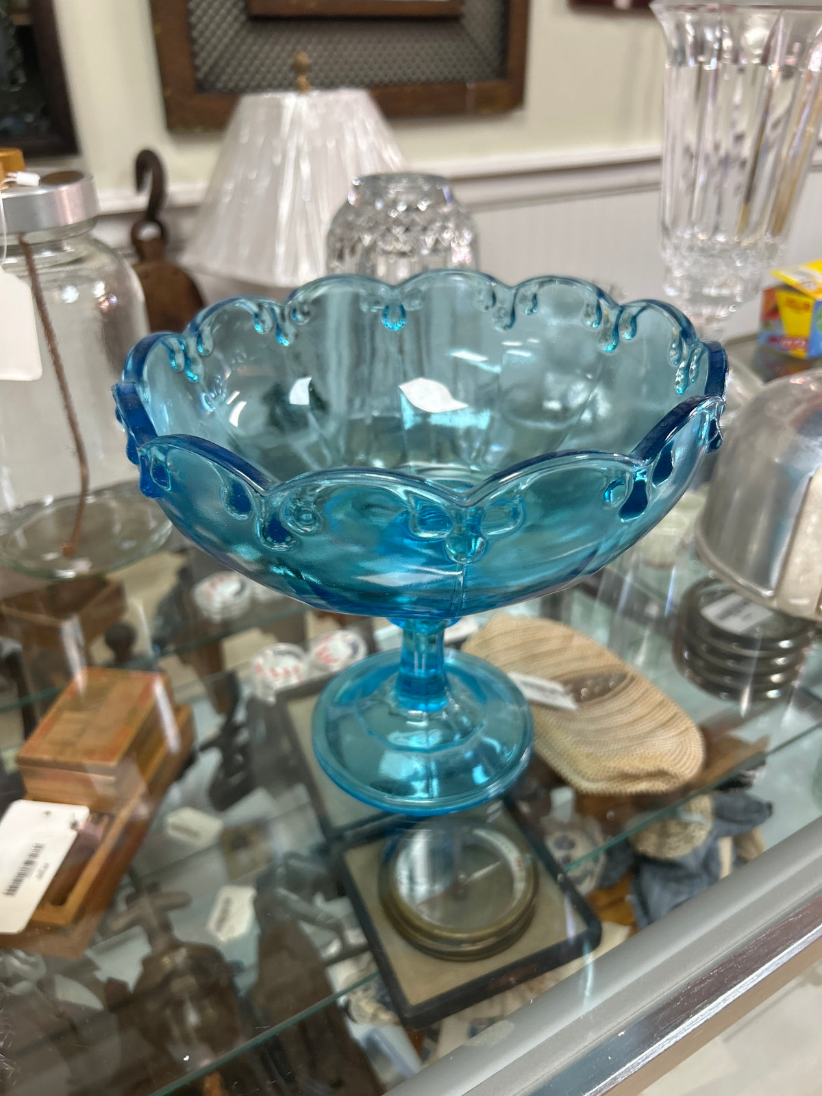 Vintage 1960s Indiana Glass Garland Pedestal Compote Bowl