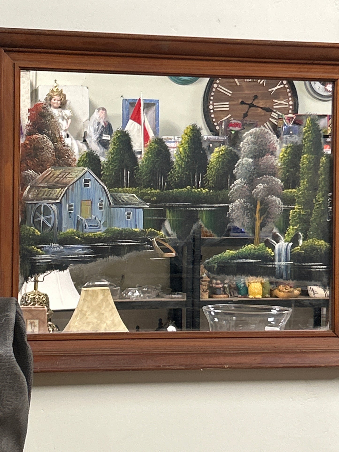 R Clemons Painting on Mirror (boat/Barn)