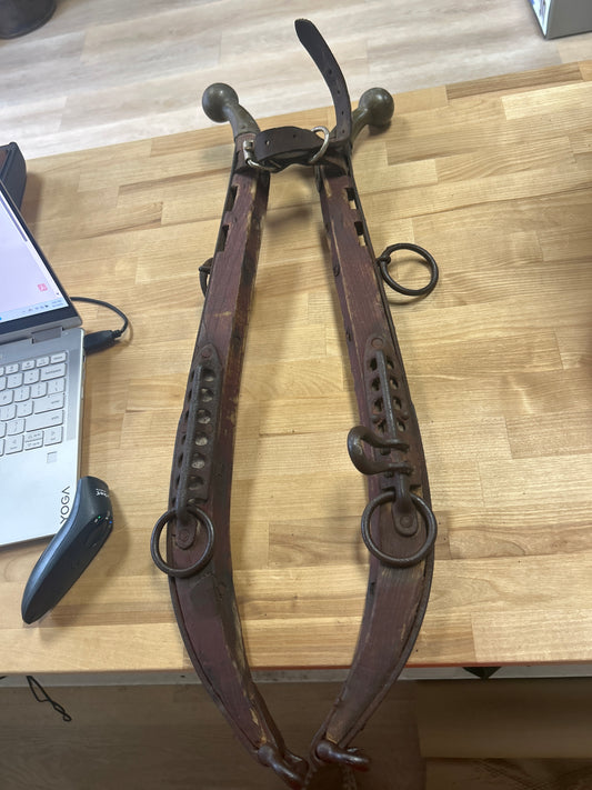 Antique horse hames Brass, Iron and Wood (unpolished brass) #2