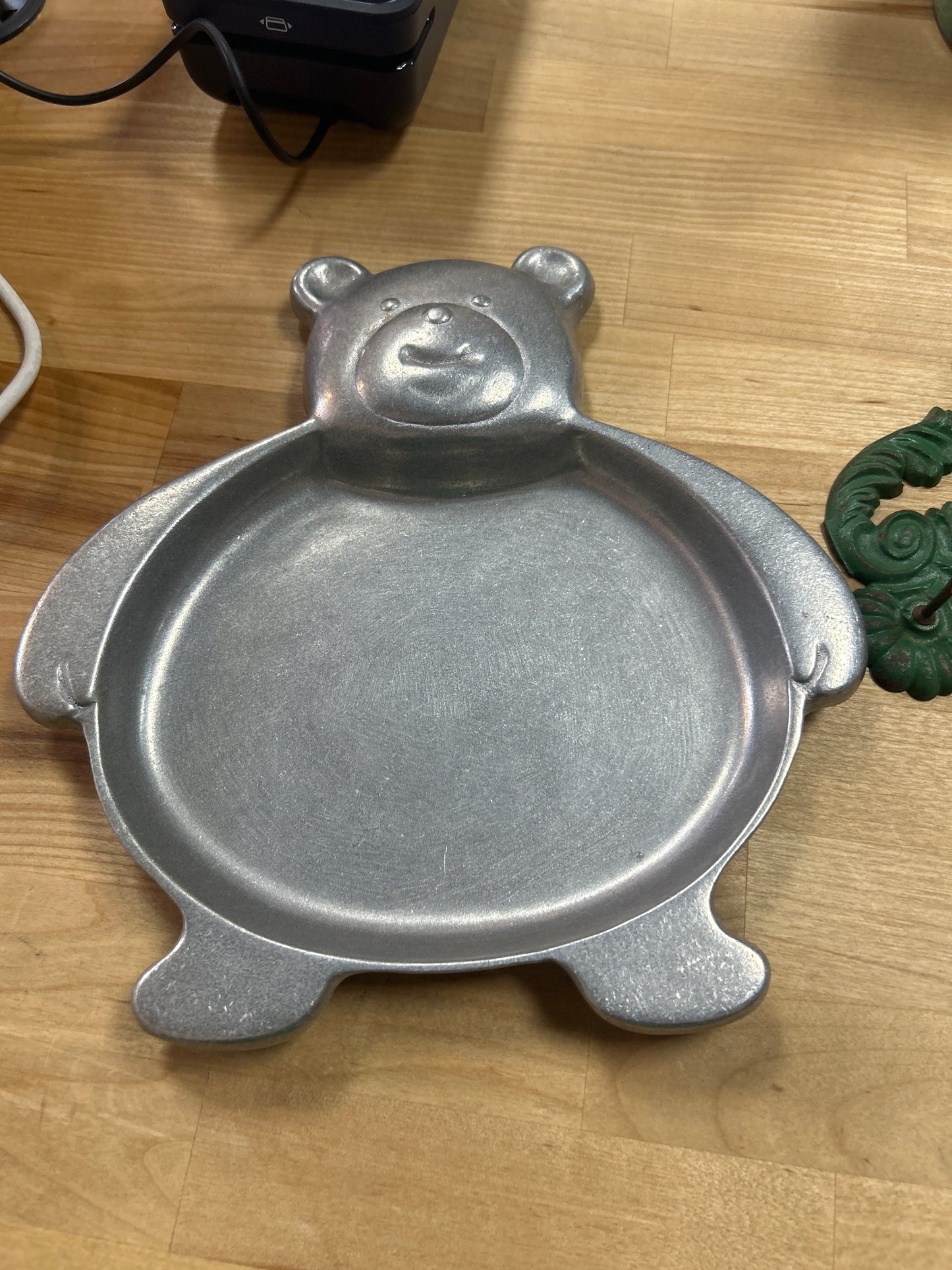 Vintage Carson Pewter Childs Teddy Bear Tray ~ Made in the U.S.A