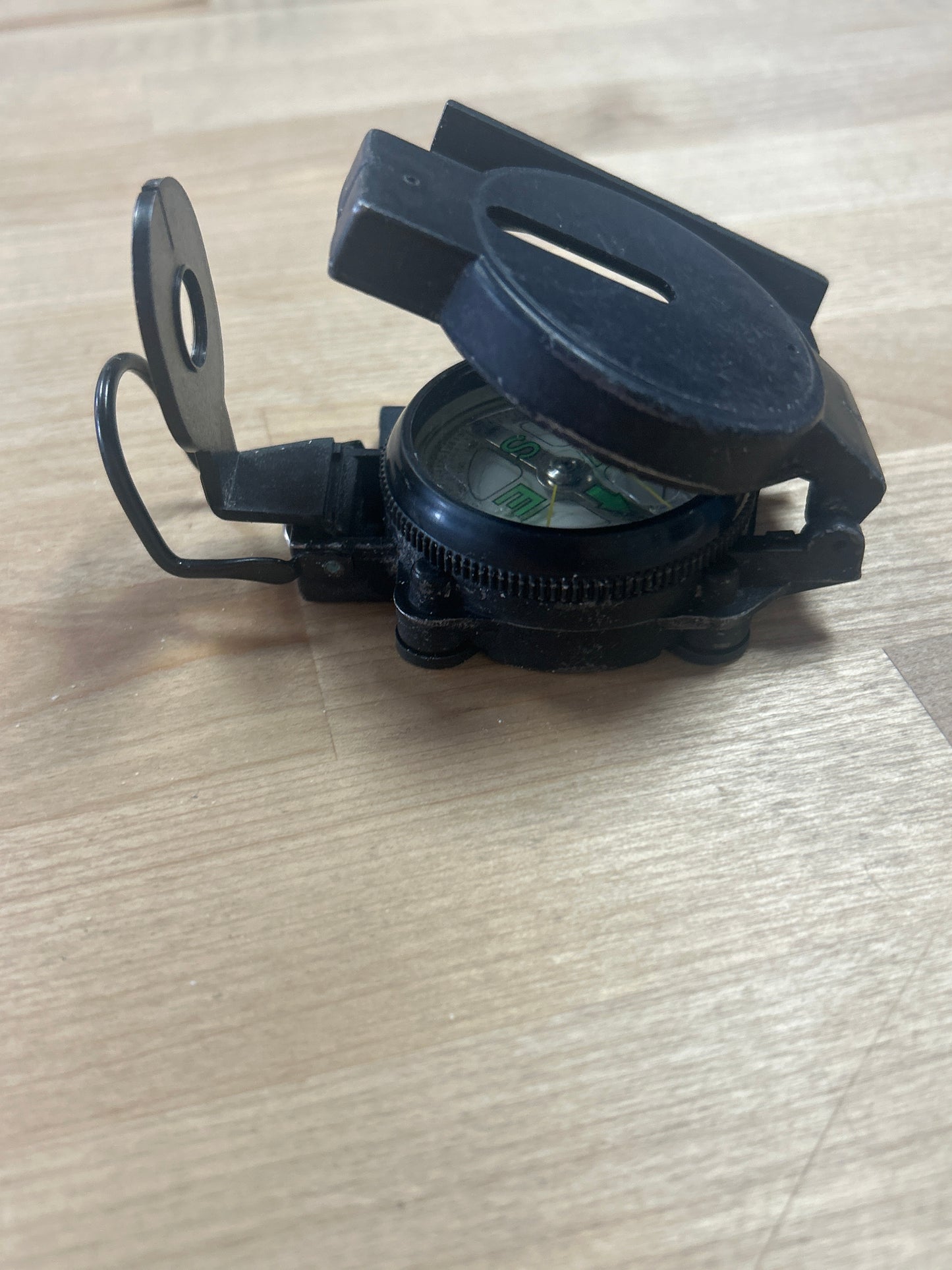 Vintage Military Style Lensatic Marching  Compass Green Air Bubble in Fluid