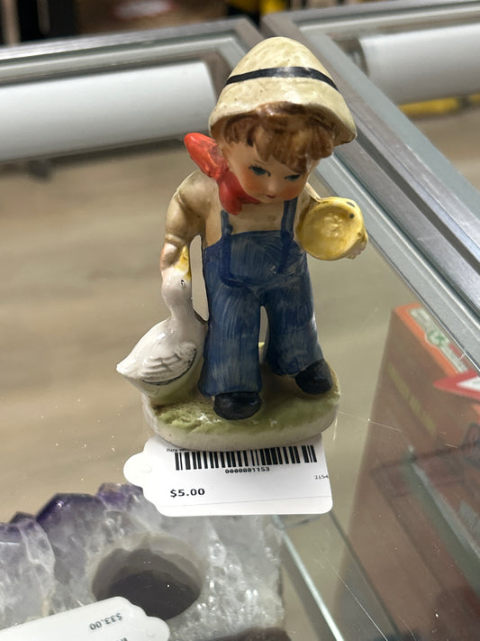 Boy with Goose Figurine