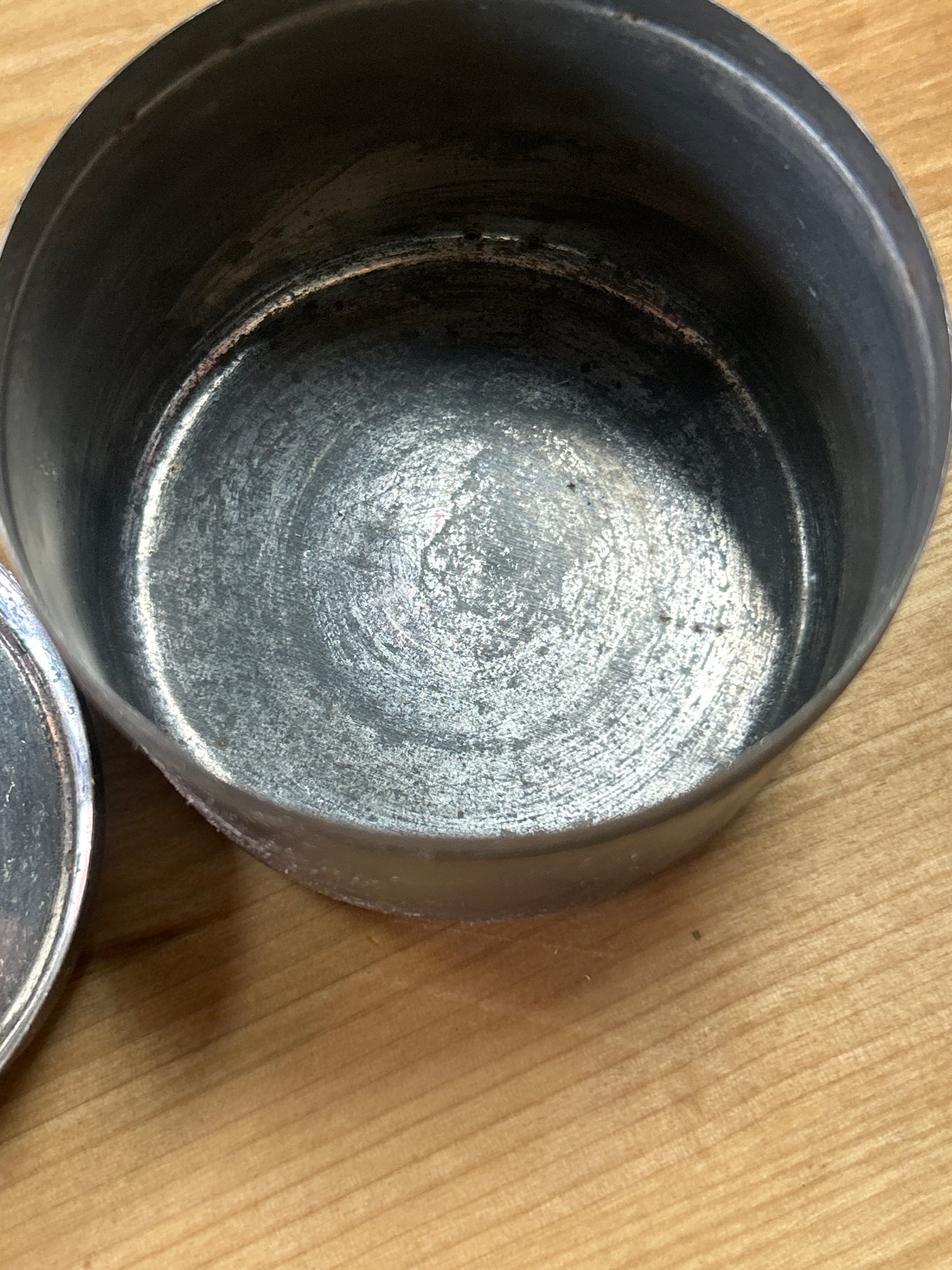 MUSHROOM Metal Container with Lid. Vintage Metzke Pewter & Tin Container.