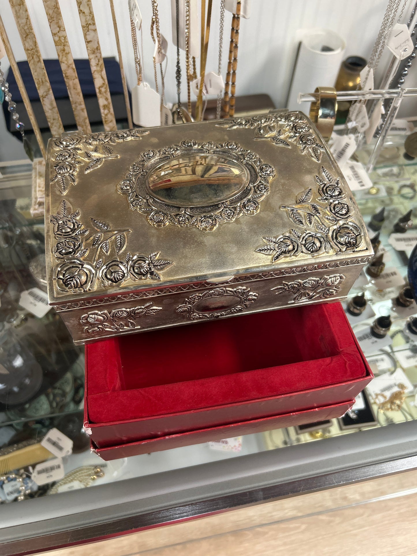 Vintage Godinger Silver Plated Velvet Lined Jewelry Trinket Box pre-owned