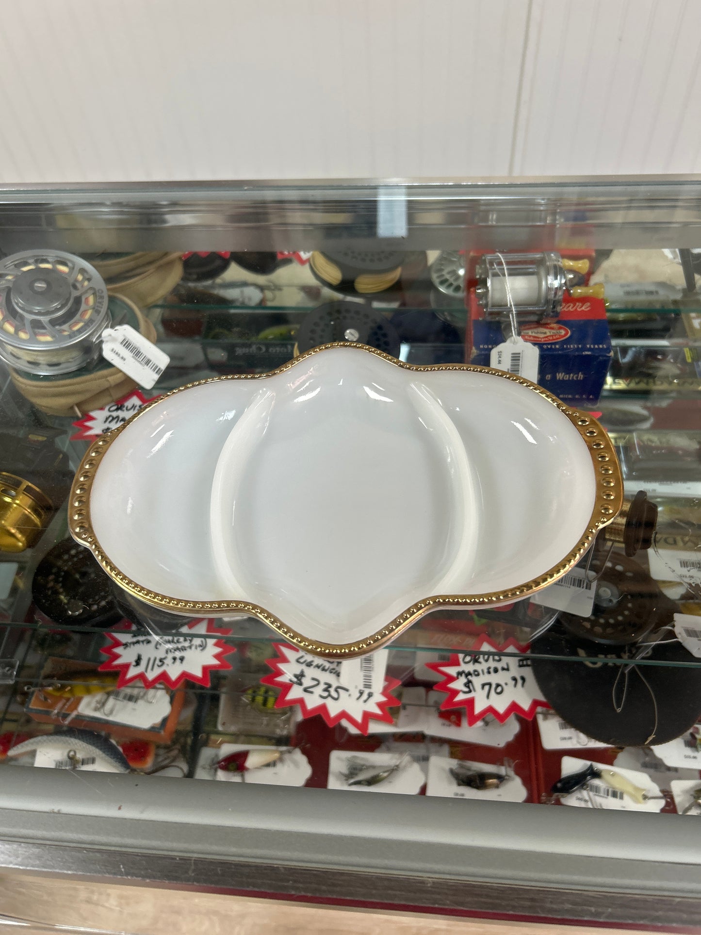 Vintage Anchor Harbor Fire King Vintage Milk Glass Platter