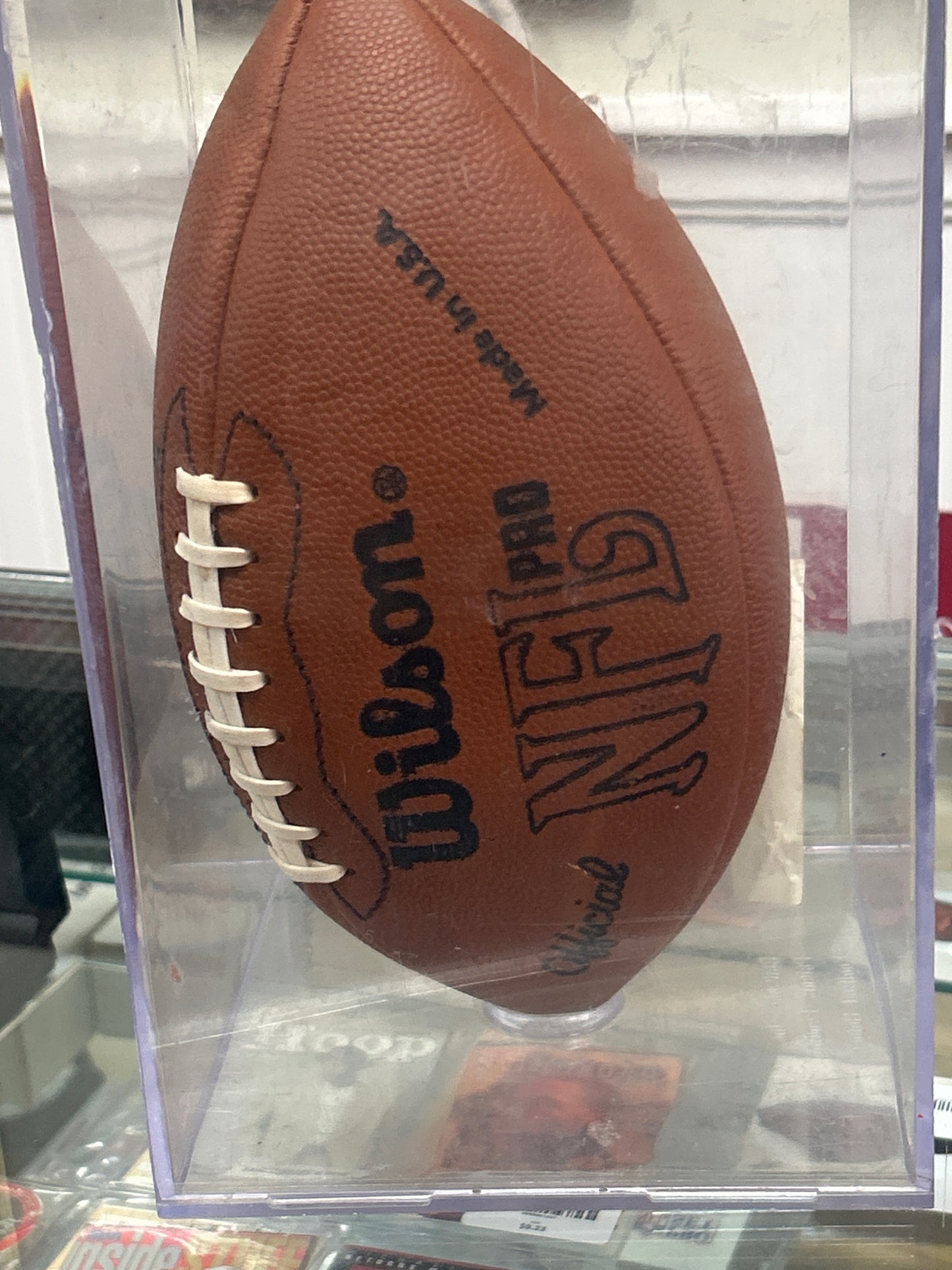 NFL Leather football w/ case Wilson Pro (unknown signature and note but the football worth the price)