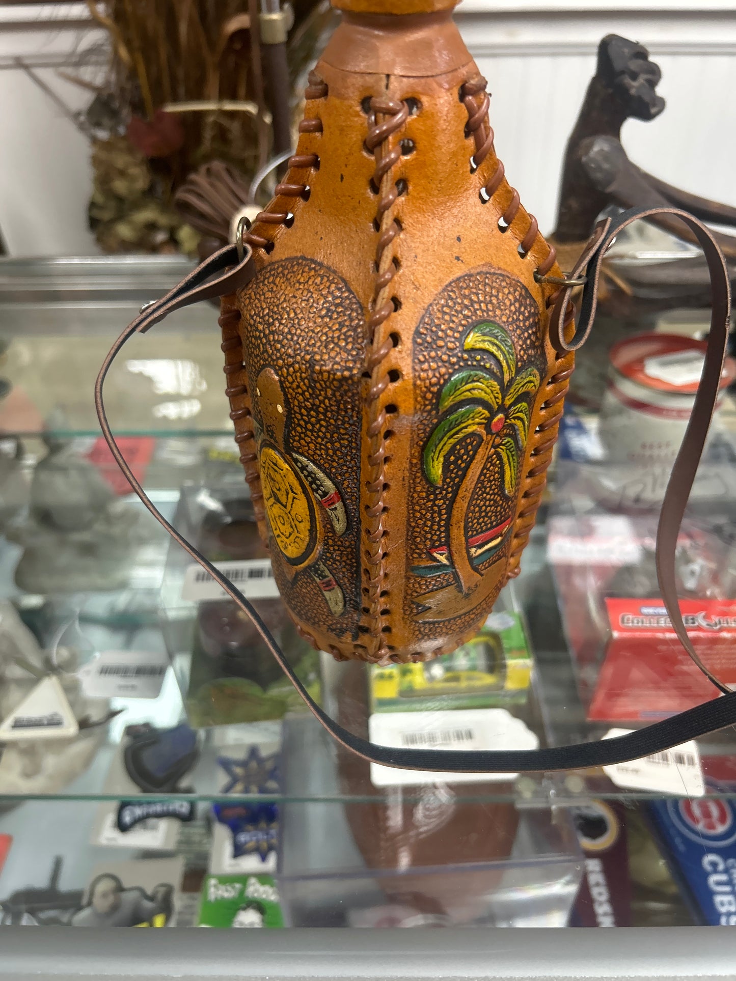 Vintage Hand Crafted Leather Wrapped Decanter Bottle