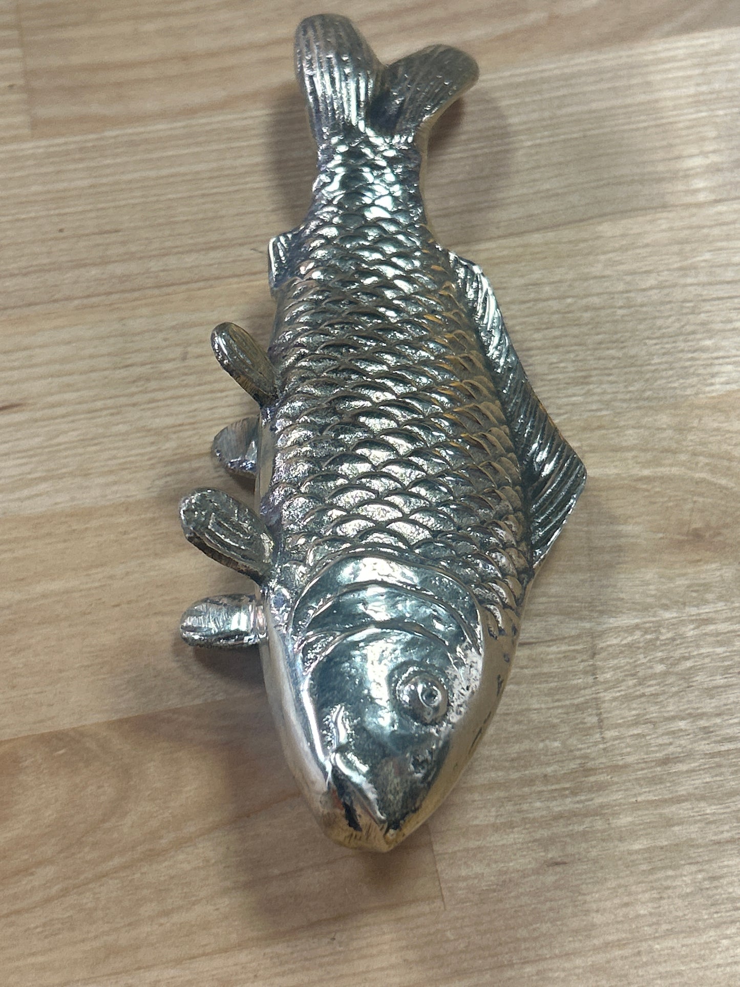 Vintage Solid Brass Koi Fish Figurine - Andrea by Sadako 6 1/2”