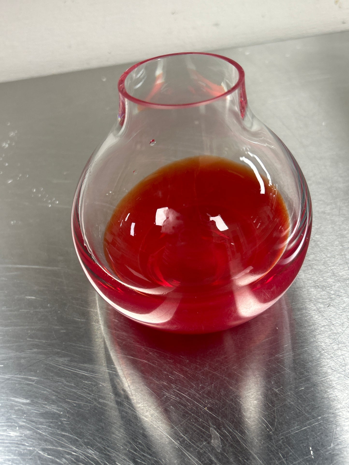 Retired Crate & Barrel “Zing“ Vase In Clear, Amberina, Orange/Red Ombre Glass Modern