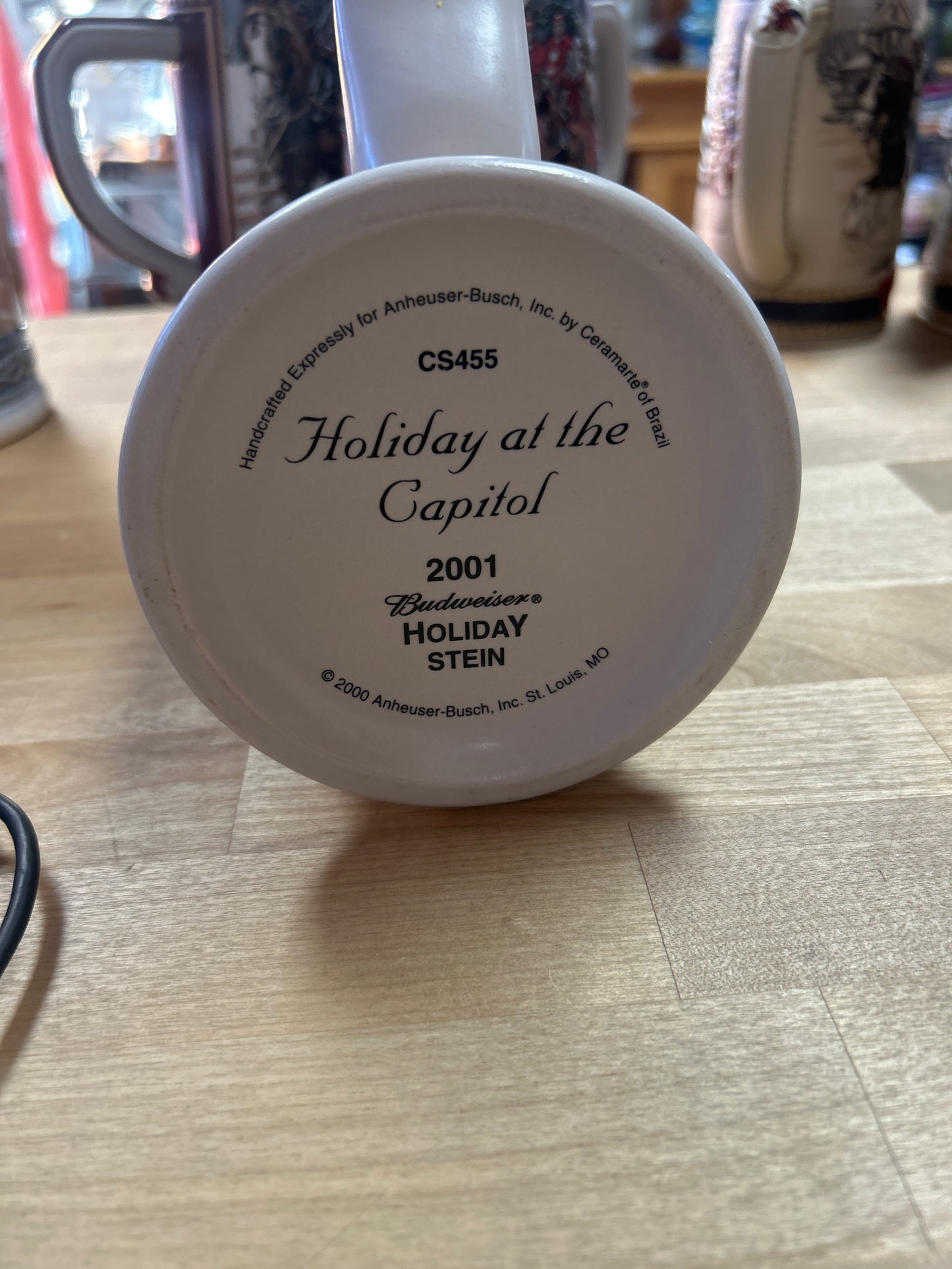 2001 Budweiser Holiday 20oz Stein Holiday At The Capitol