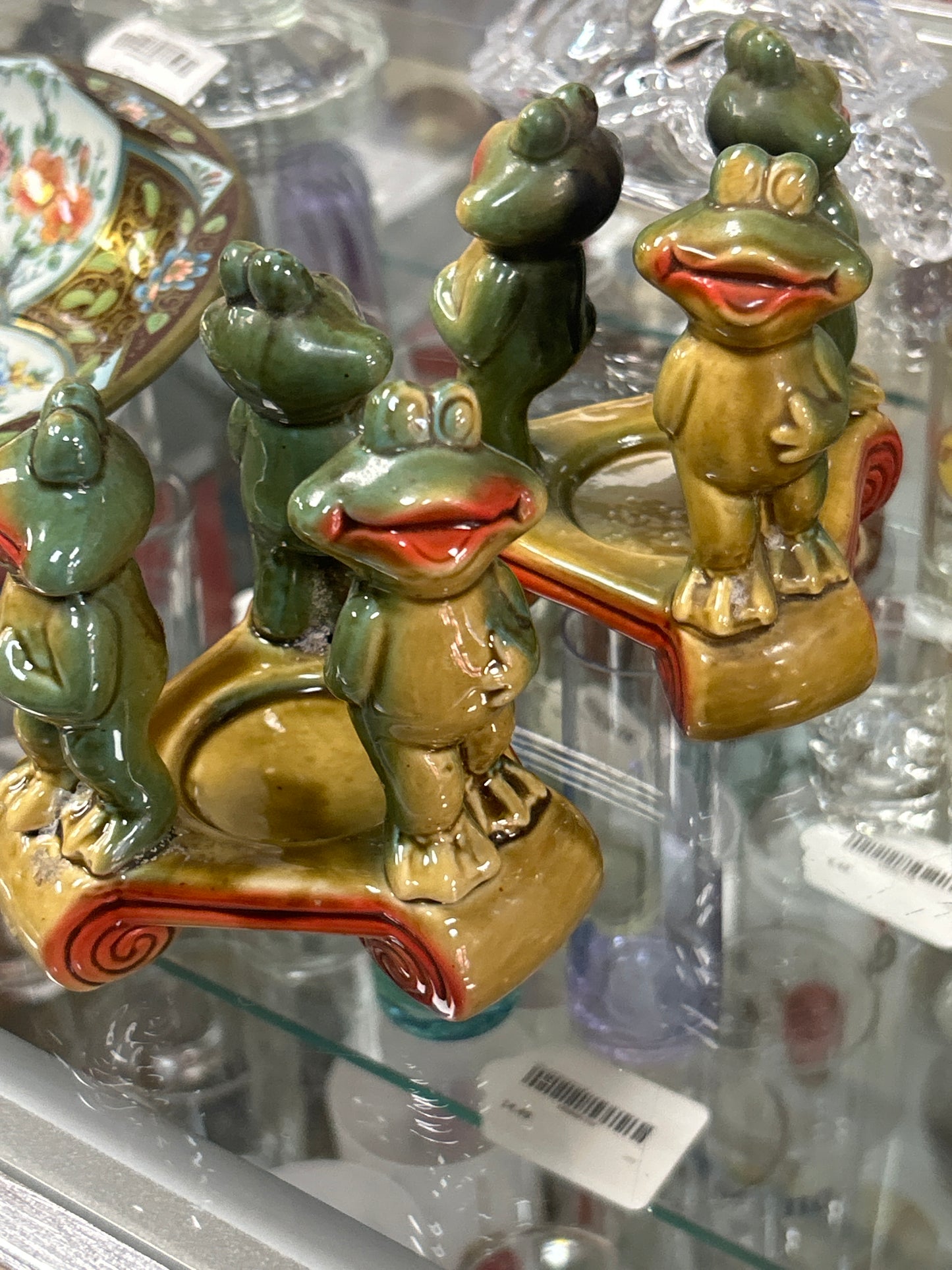 Vintage frog candle holders