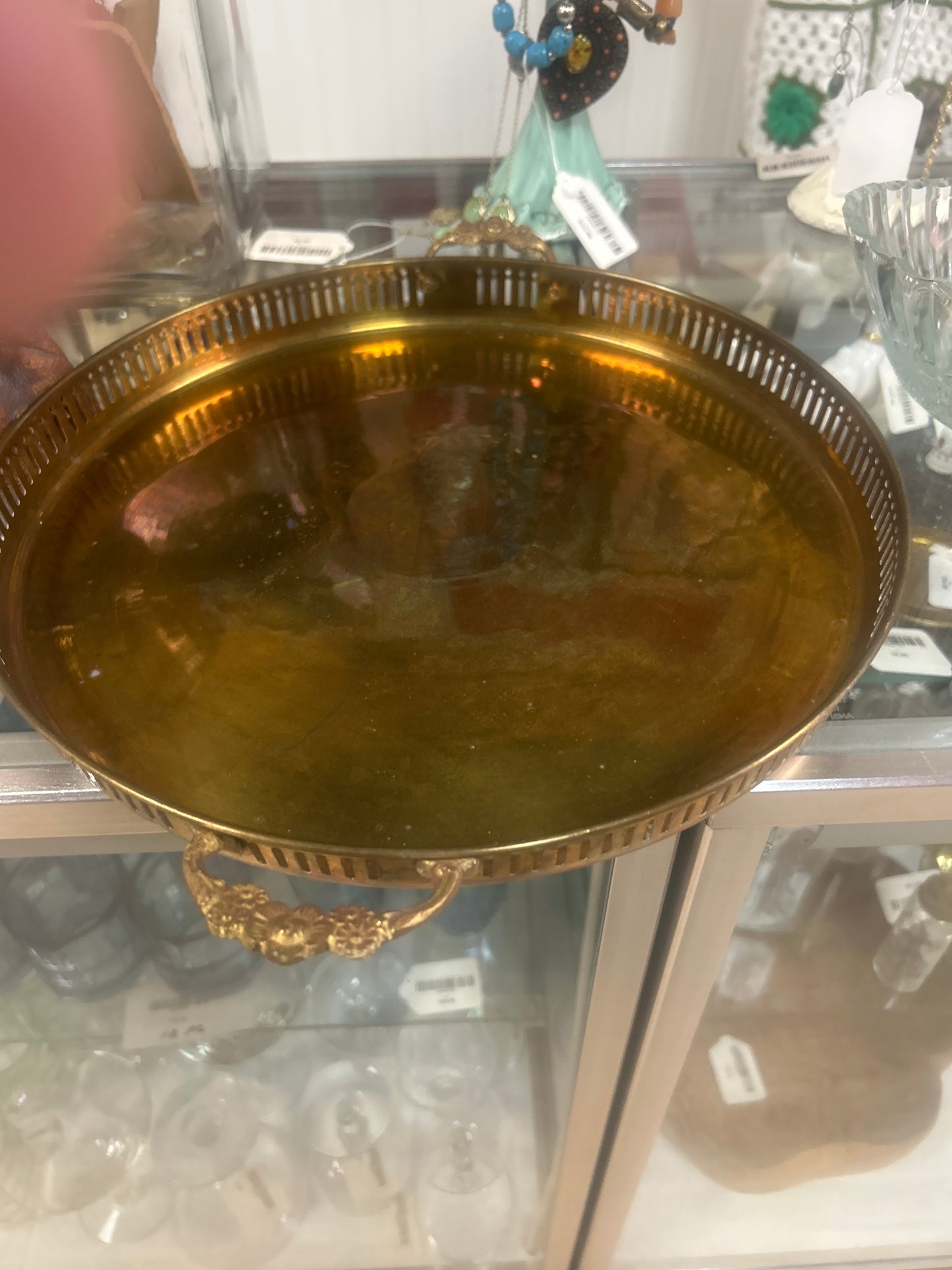 Vintage art deco brass serving tray