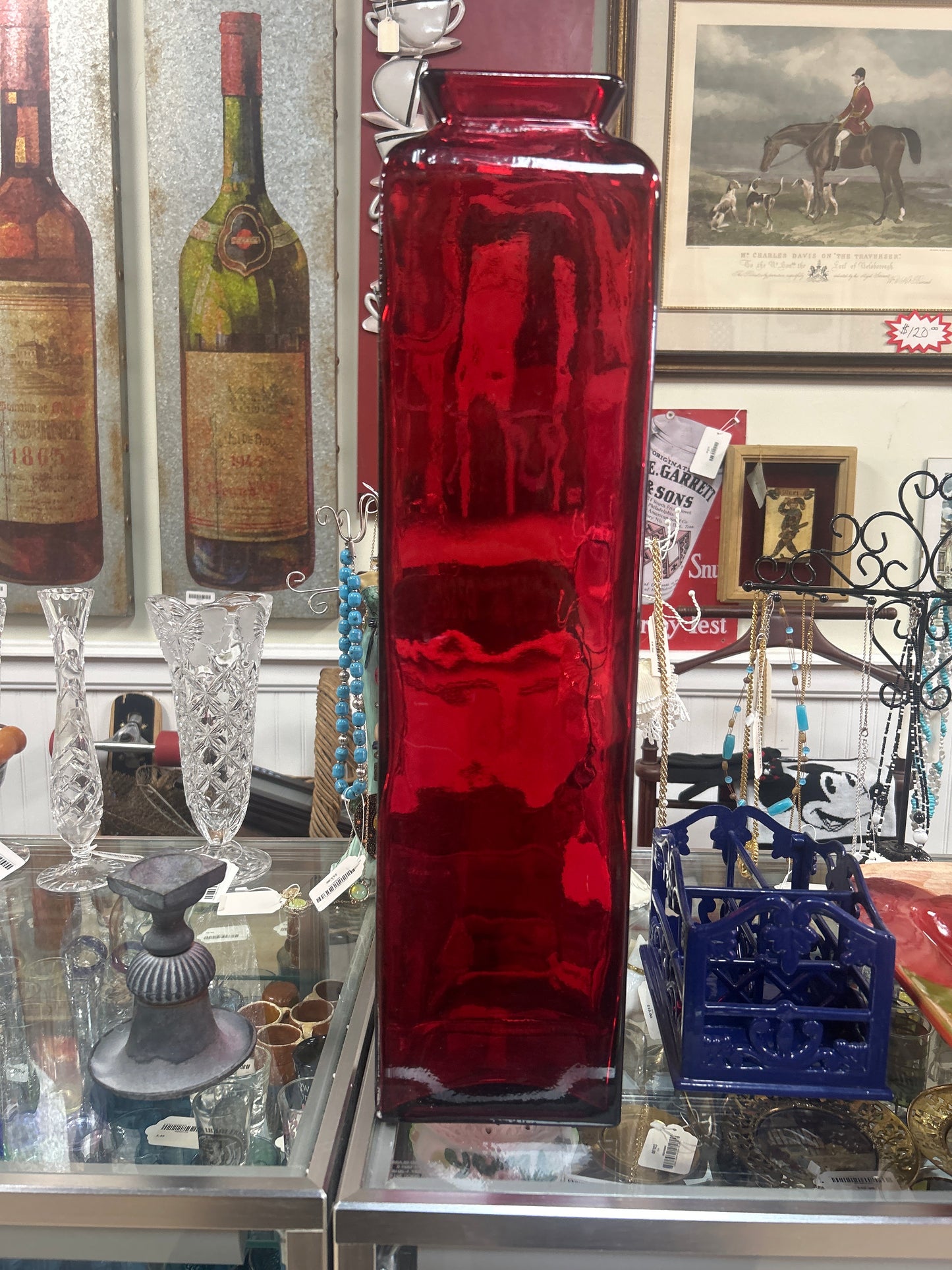 22 Inch Red Square Vase