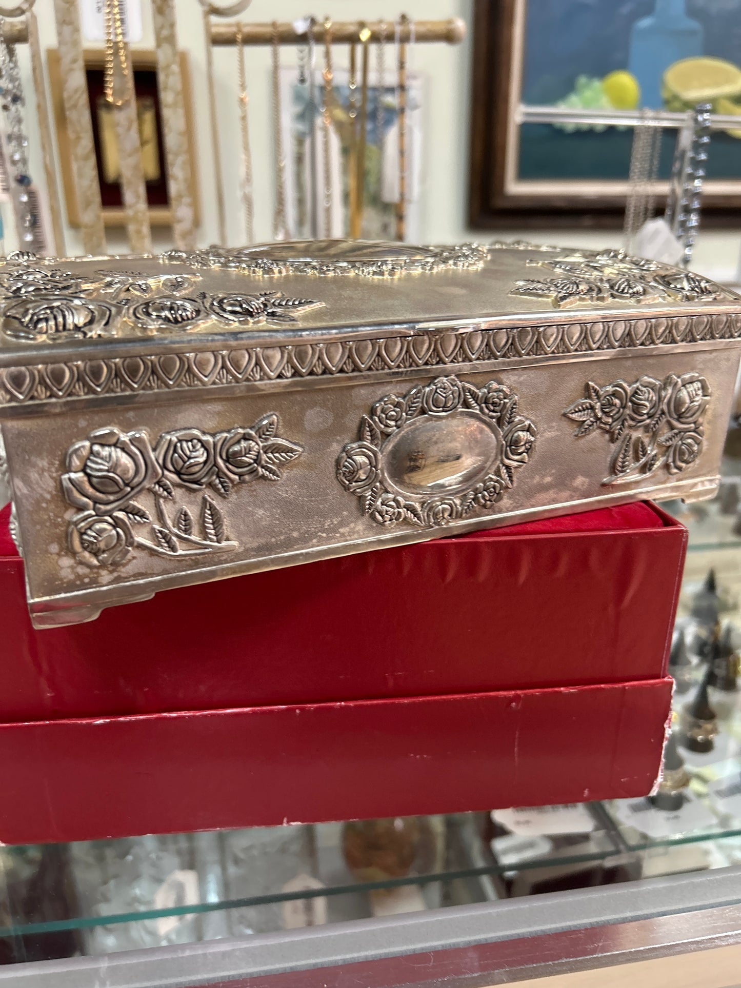 Vintage Godinger Silver Plated Velvet Lined Jewelry Trinket Box pre-owned