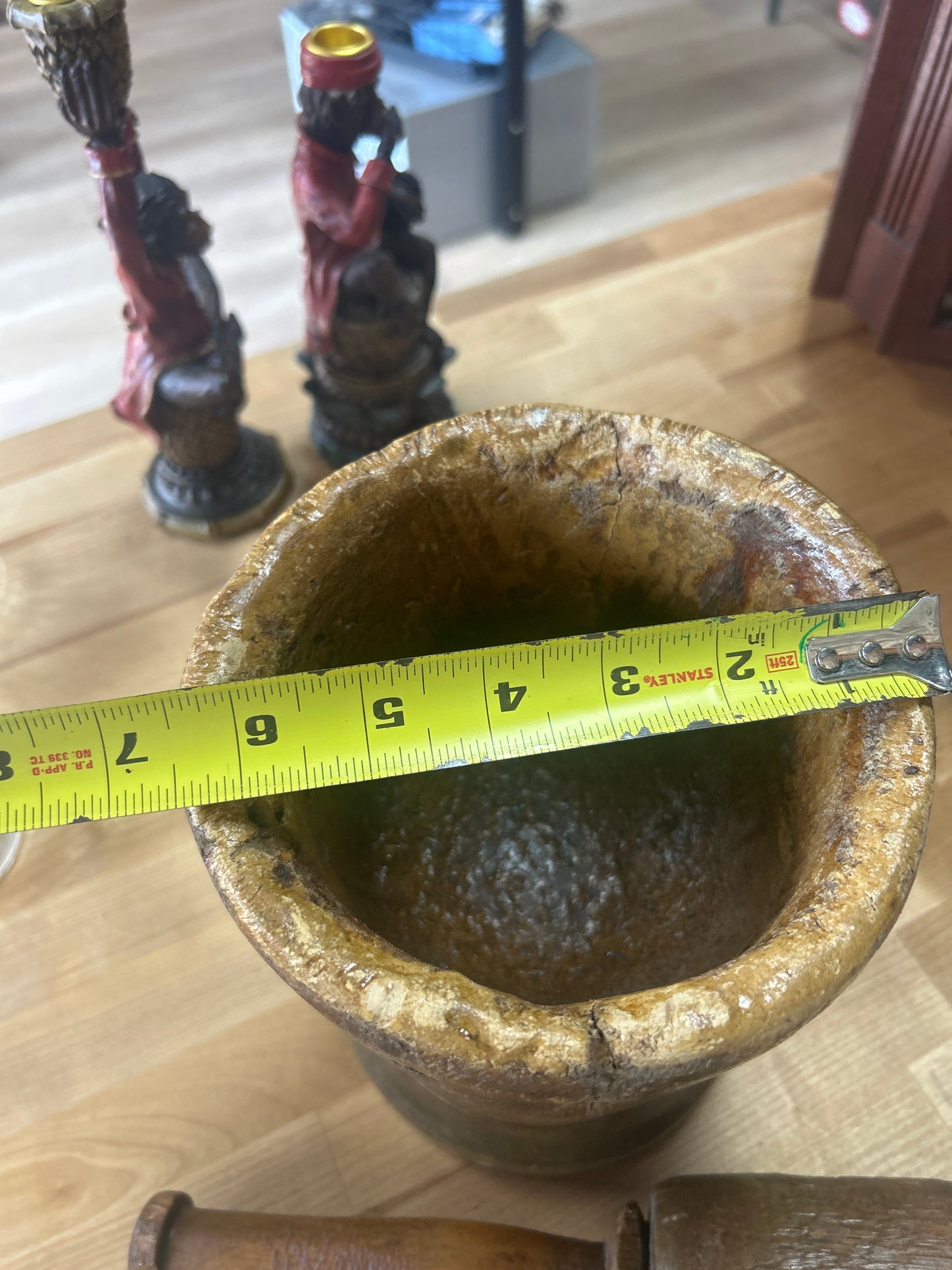Antique Primitive Wood Mortar and Pestle (has cracks in wood but awesome)