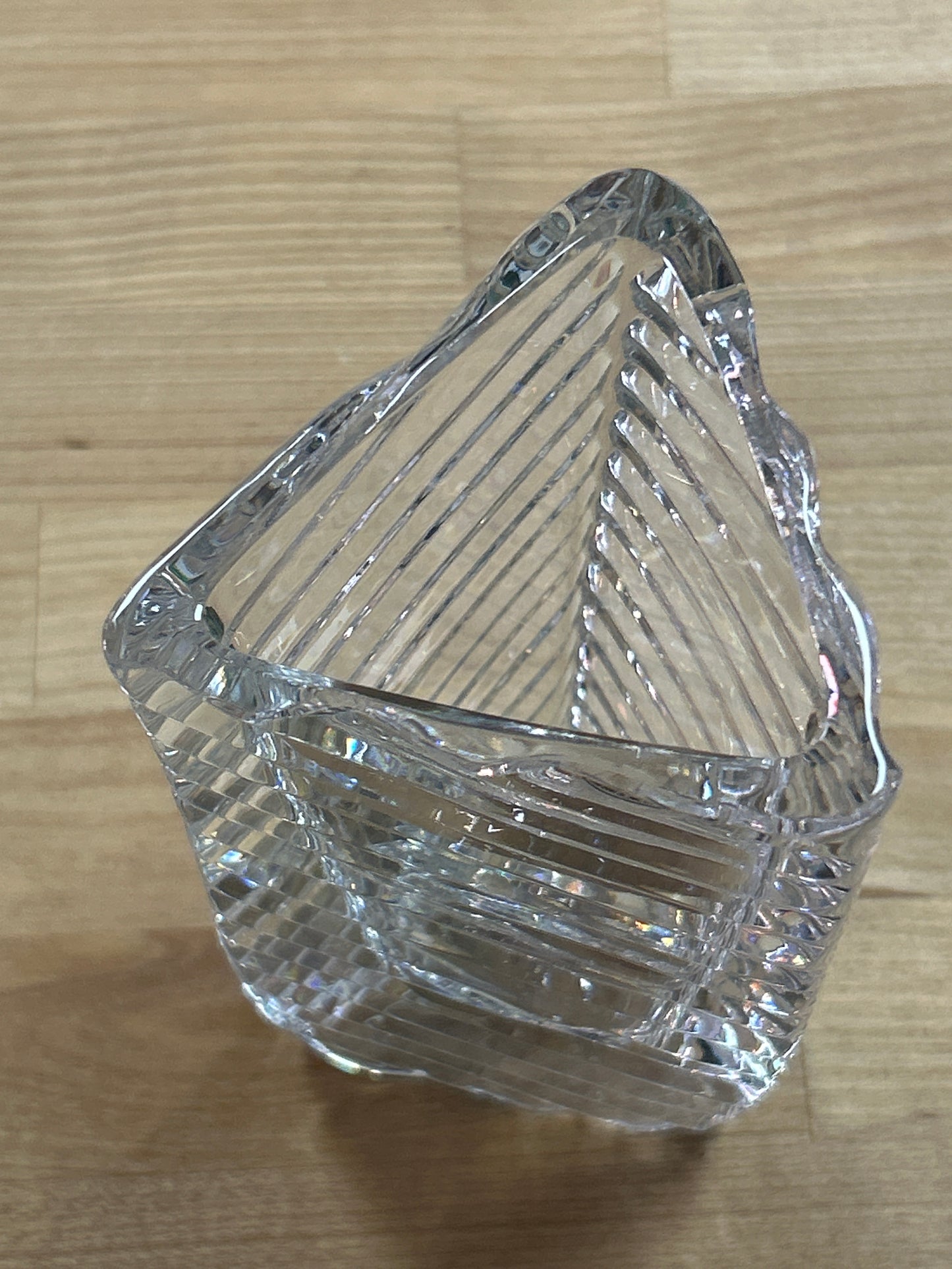 Rogaska Lead Crystal Triangle Vase Retired