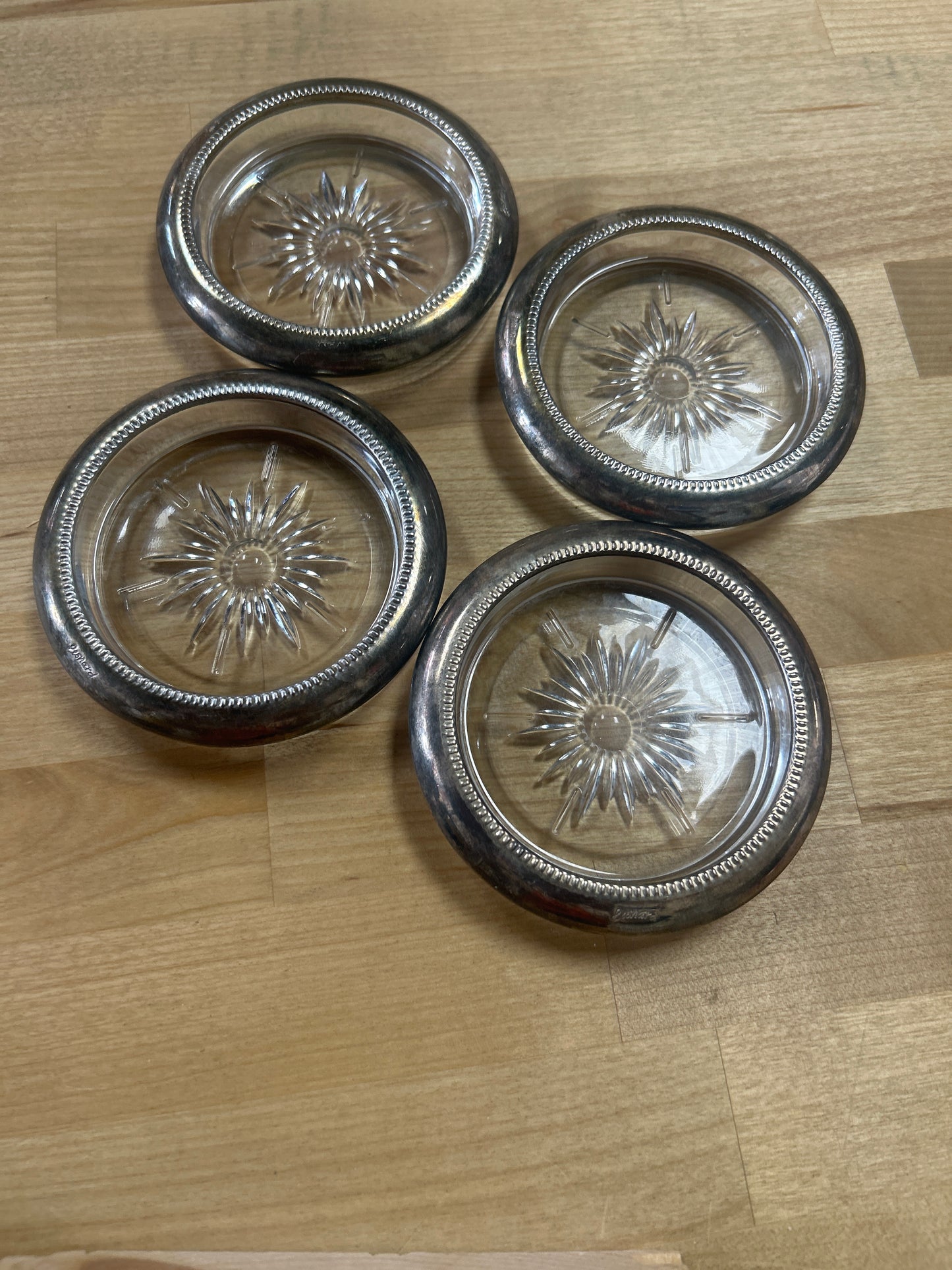 Vintage Leonard Coaster Silver, Silverplate, Set of 4, Italy (need polishing)