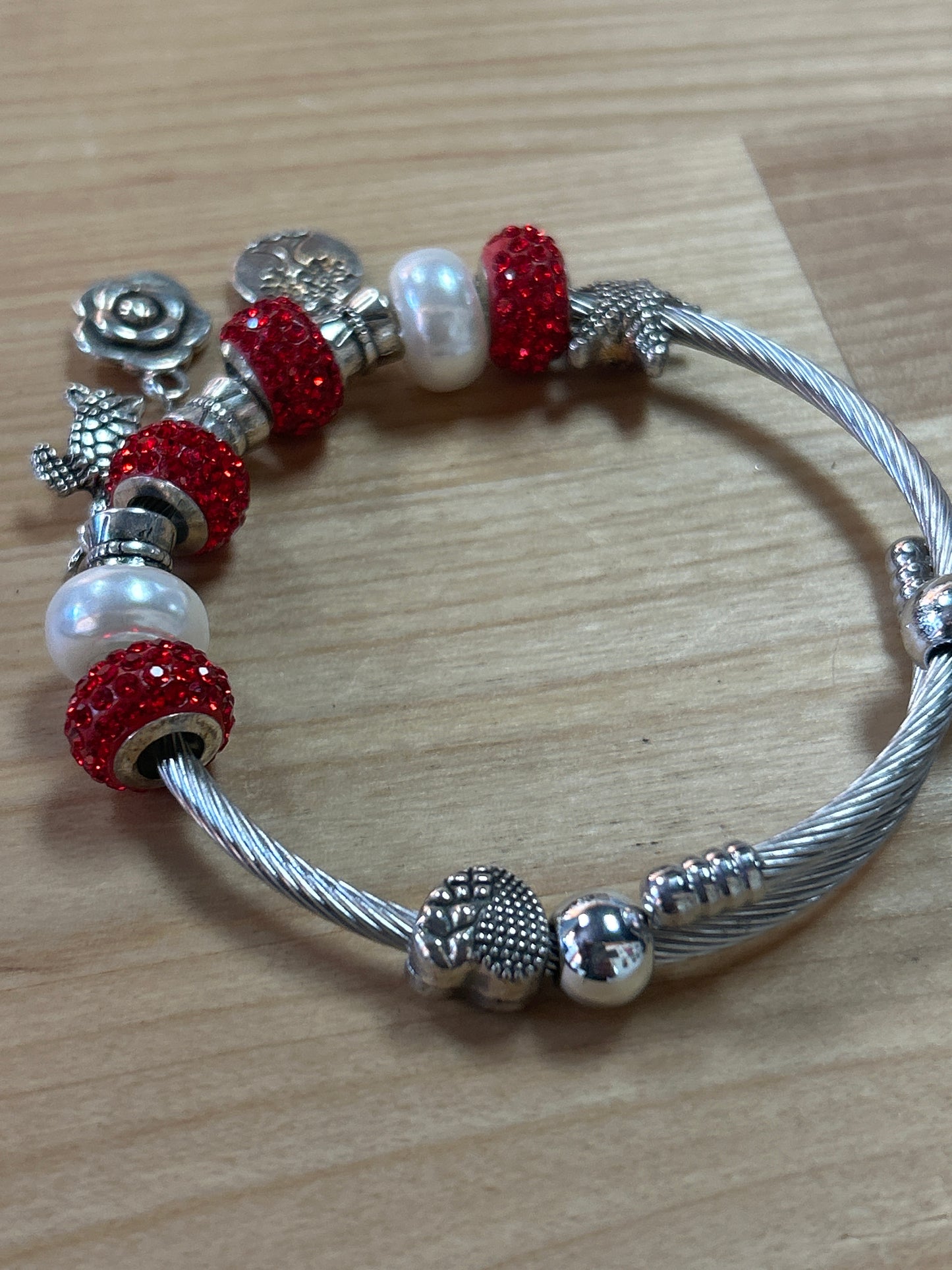 Cable Bracelet Red