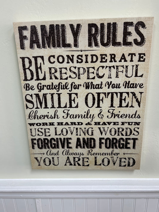 Family Rules Picture 16x20