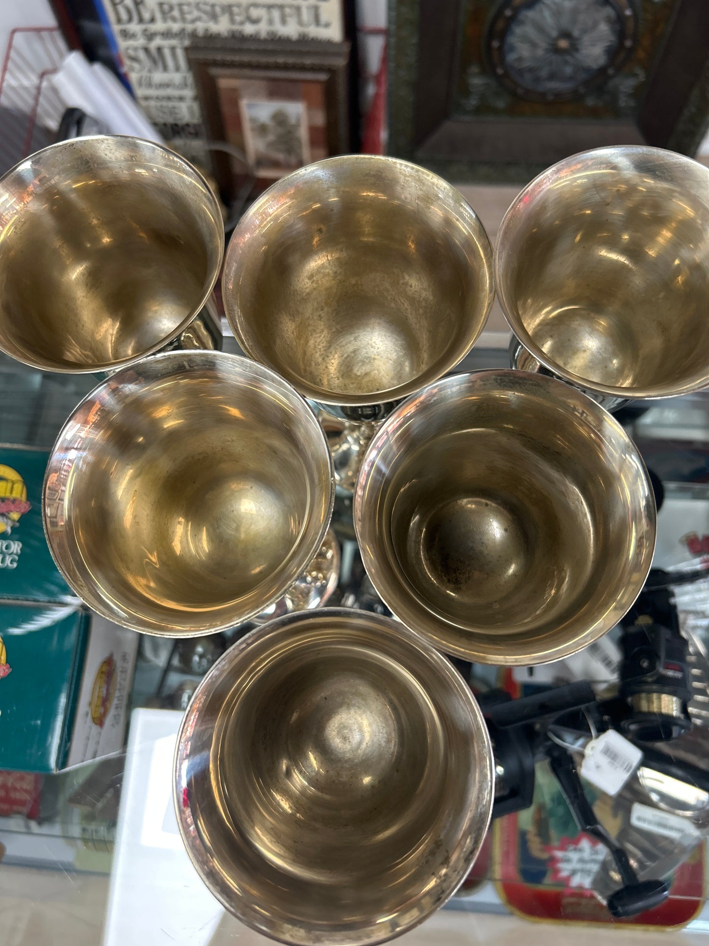 Vintage Signed Leonard EPNS Stemware Wine Glasses Goblets Set of 6