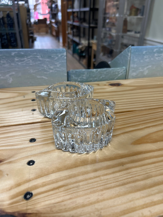 2 glass candle holders