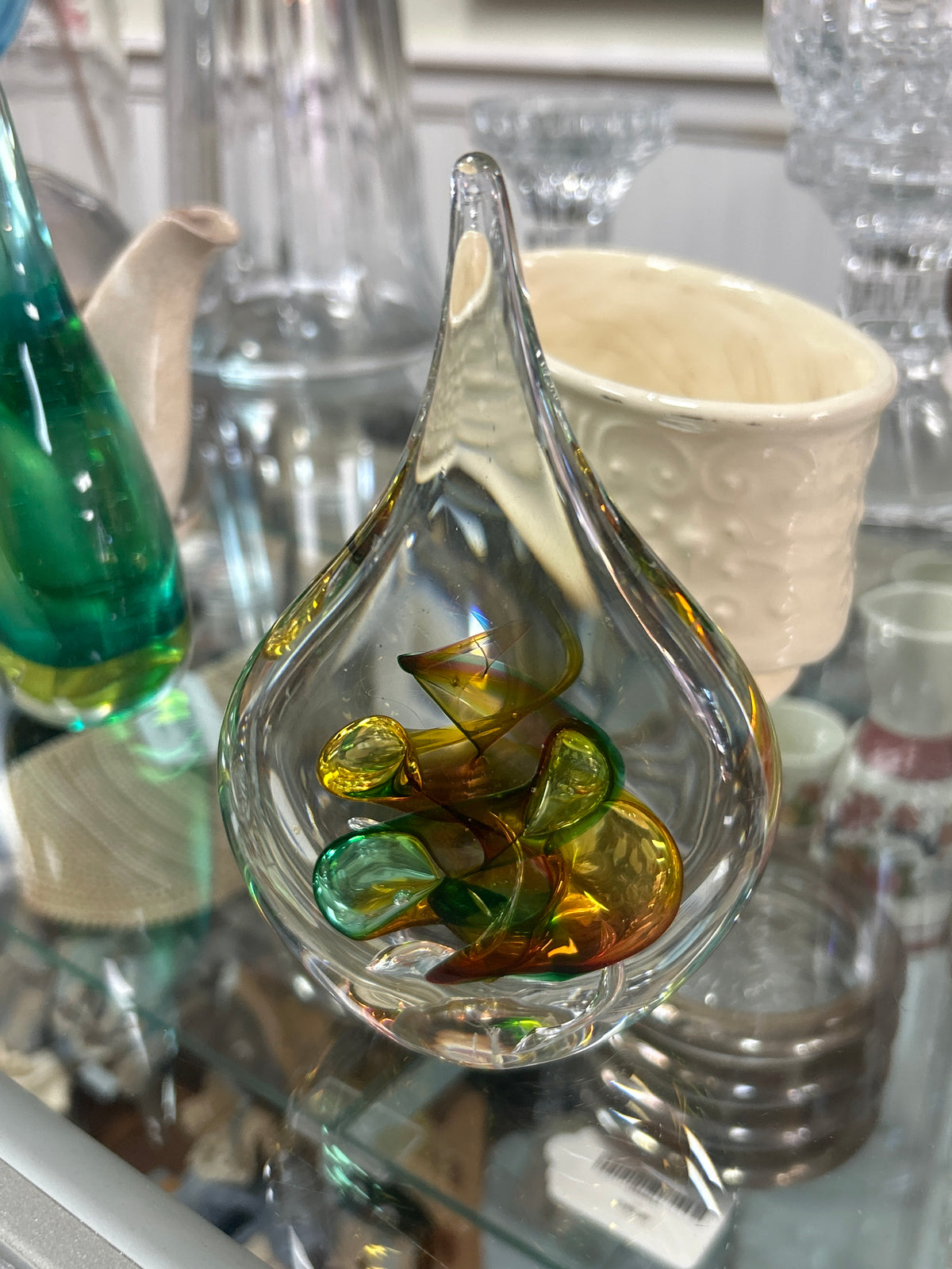 Vtg Studio Art Glass Paperweight Signed MIP