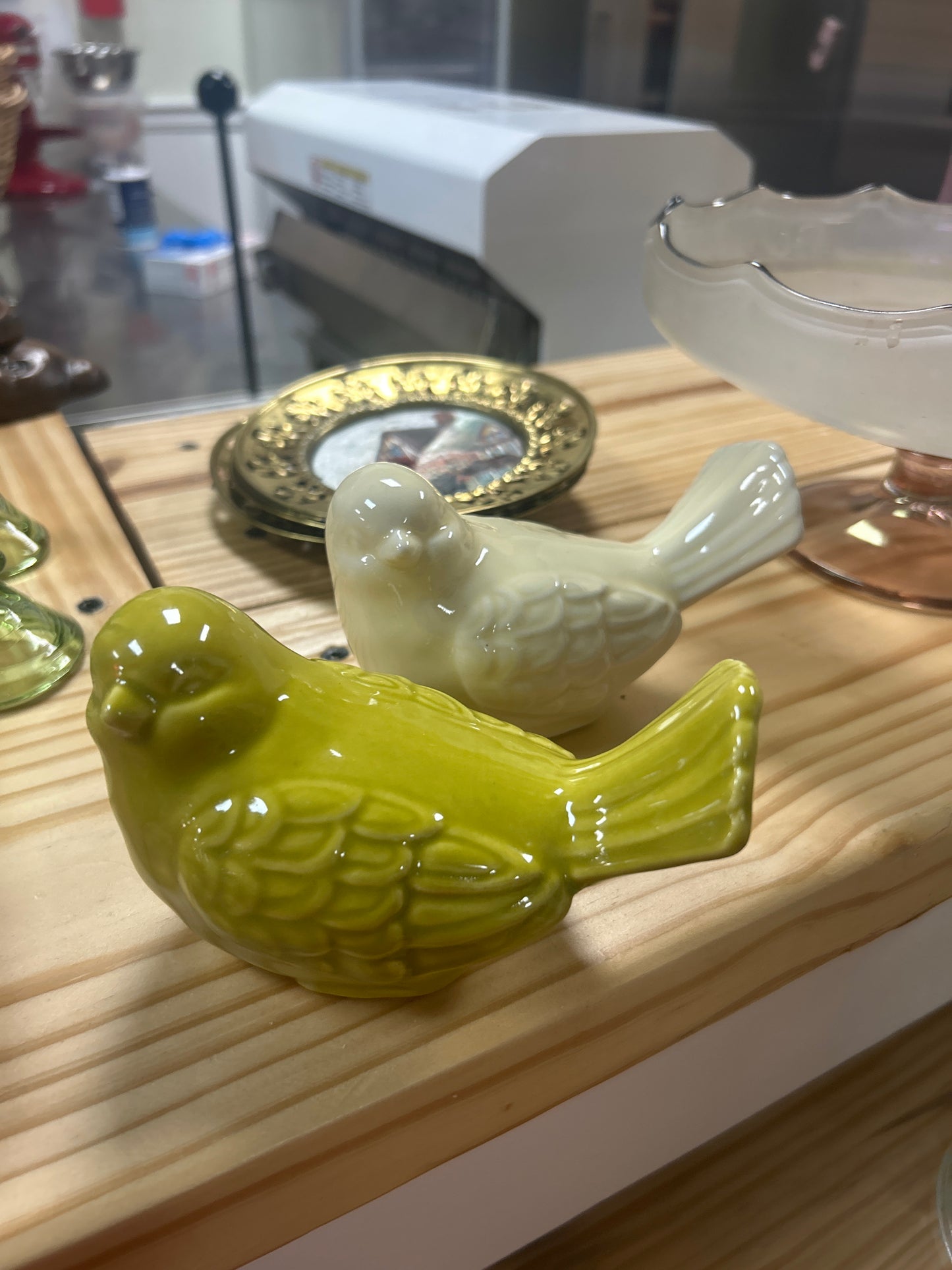 Vintage Glazed Ceramic Bird Figurine Decorative Birds (set of2)