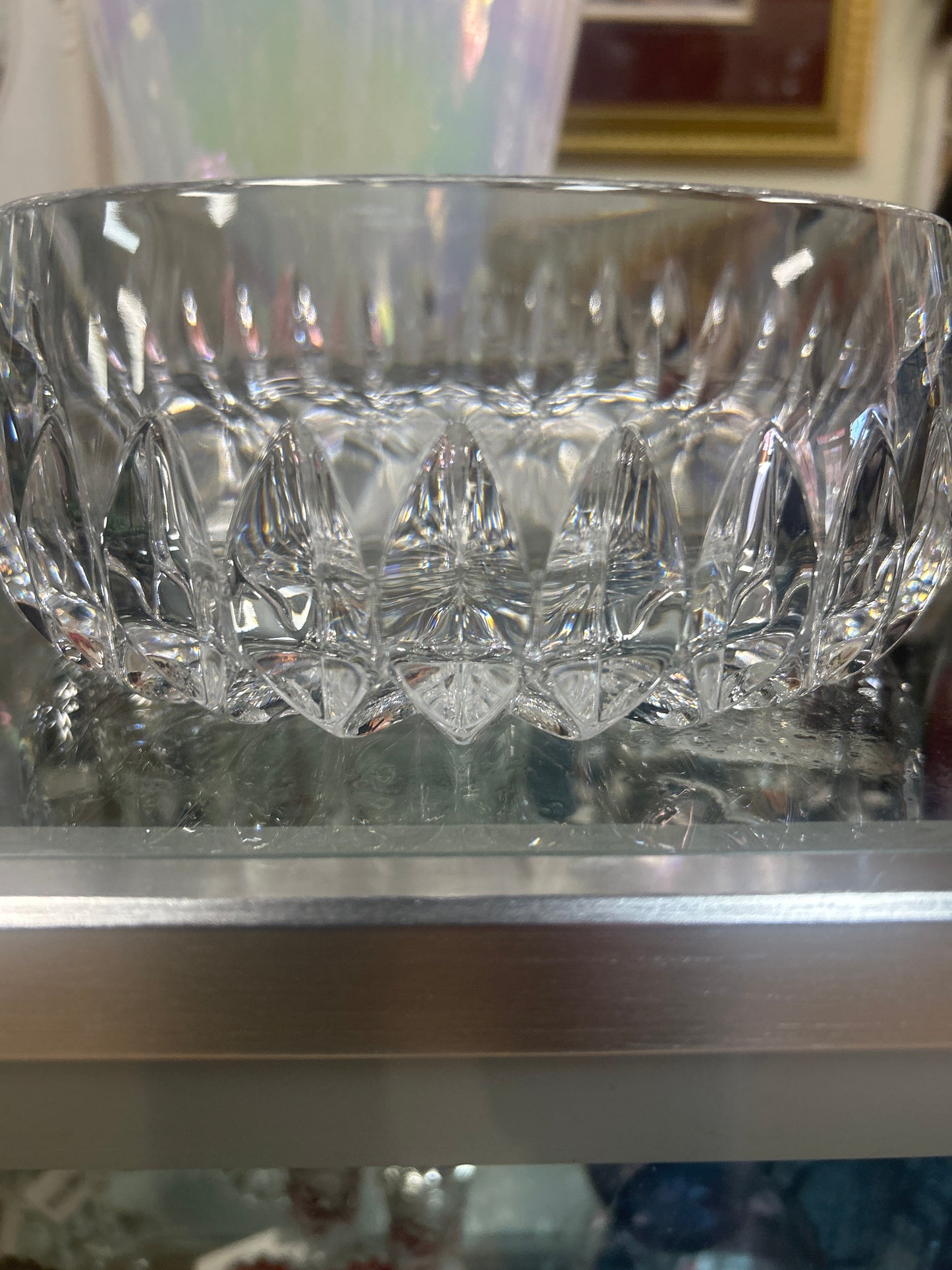 Gorham Althea Fine Full Lead Crystal Centerpiece Fruit Bowl Lg 8" Vtg W Germany