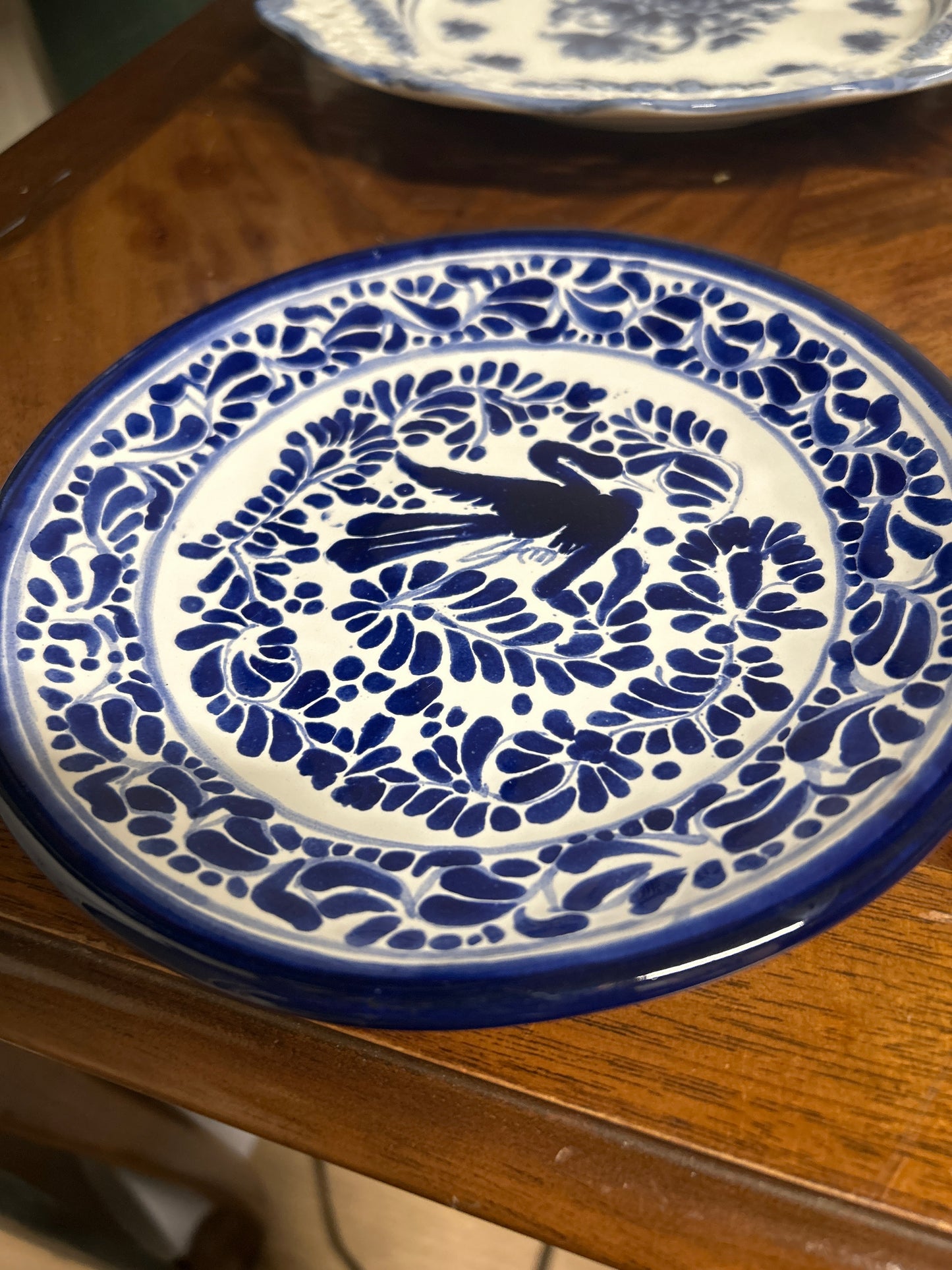 Hand-painted Talavera pottery plate from Mexico