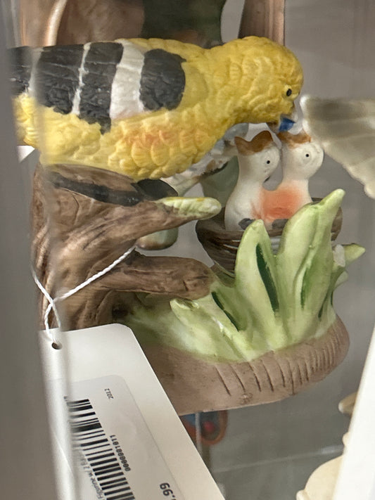 Yellow Bird Figurine w/ 2 Babies (broken)