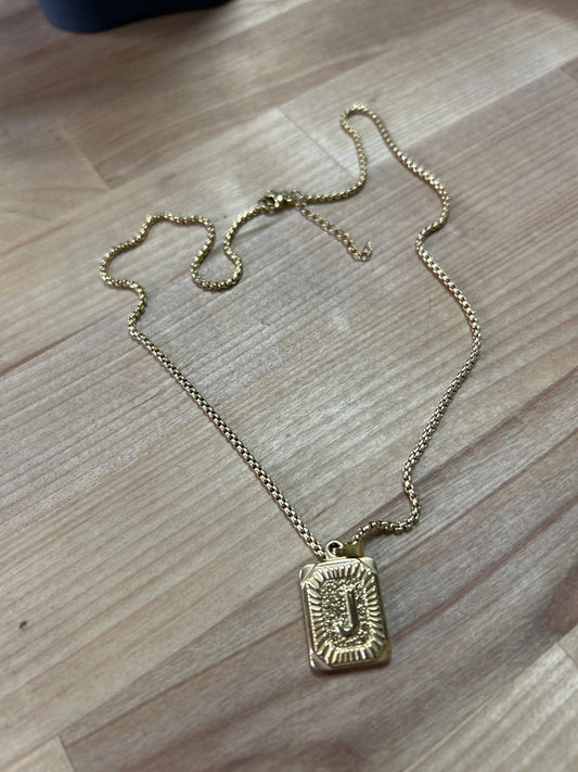 Gold tone necklace with “J” pendant pre-owned