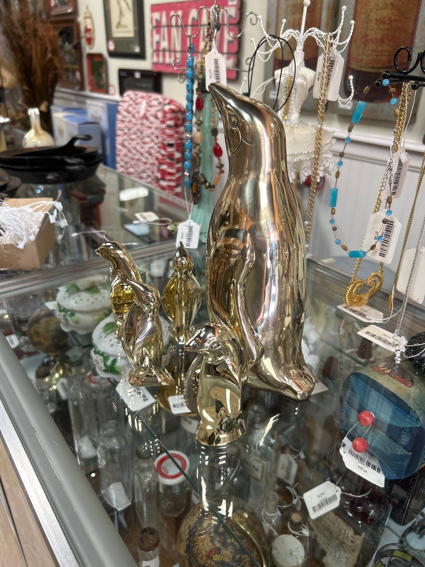 Vintage Brass Penguin Family (set of 5)