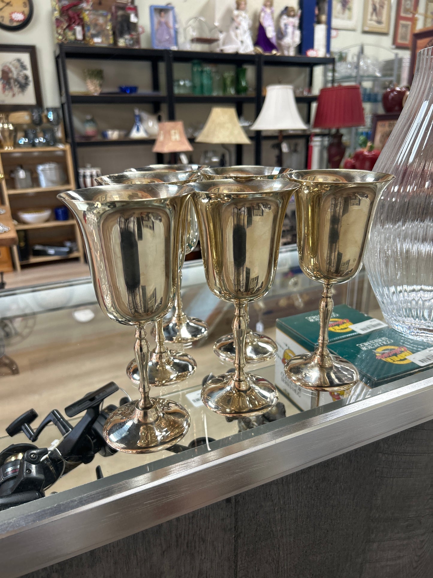 Vintage Signed Leonard EPNS Stemware Wine Glasses Goblets Set of 6
